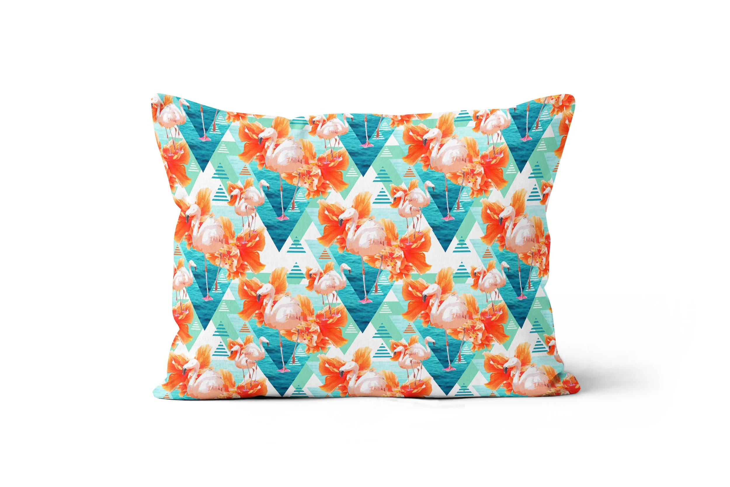 Flowers and Flamingos v7 (Light) - Boudoir Pillow