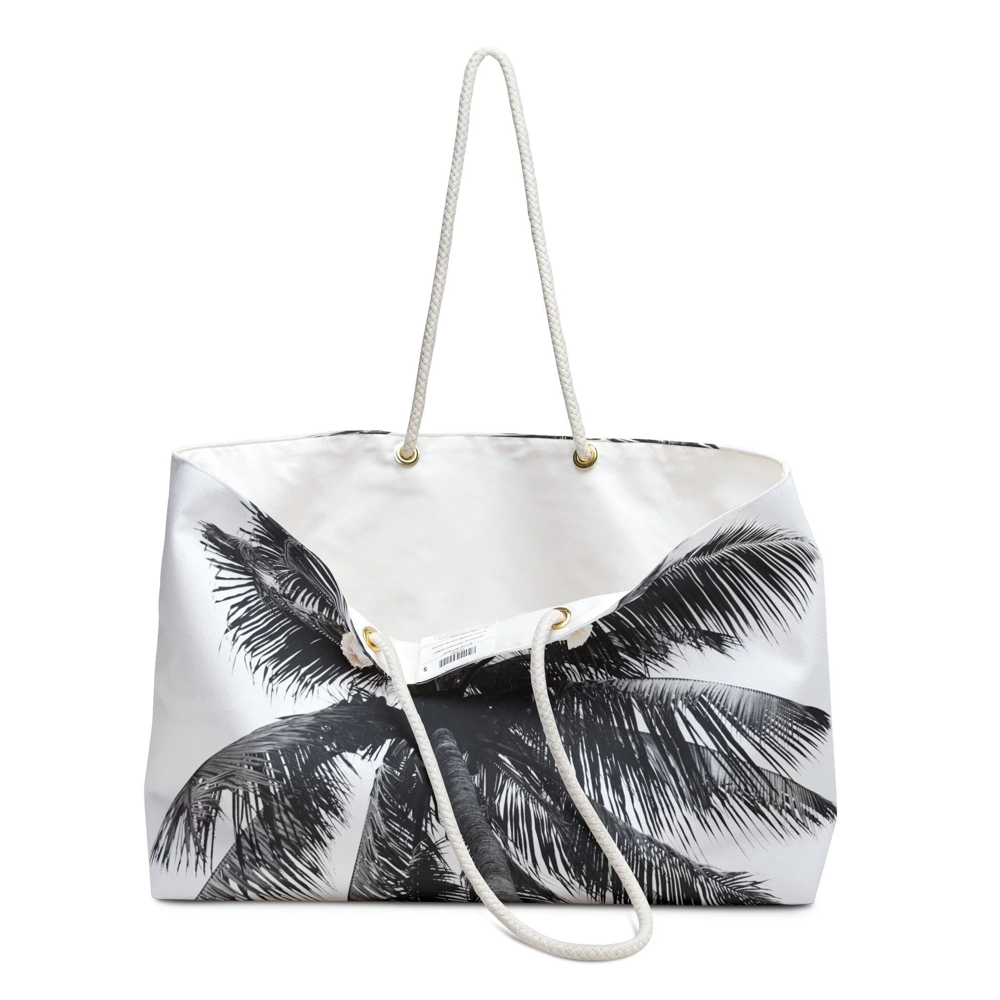 Caribbean Black Palm - Weekender Rope Handle Bag Open.png