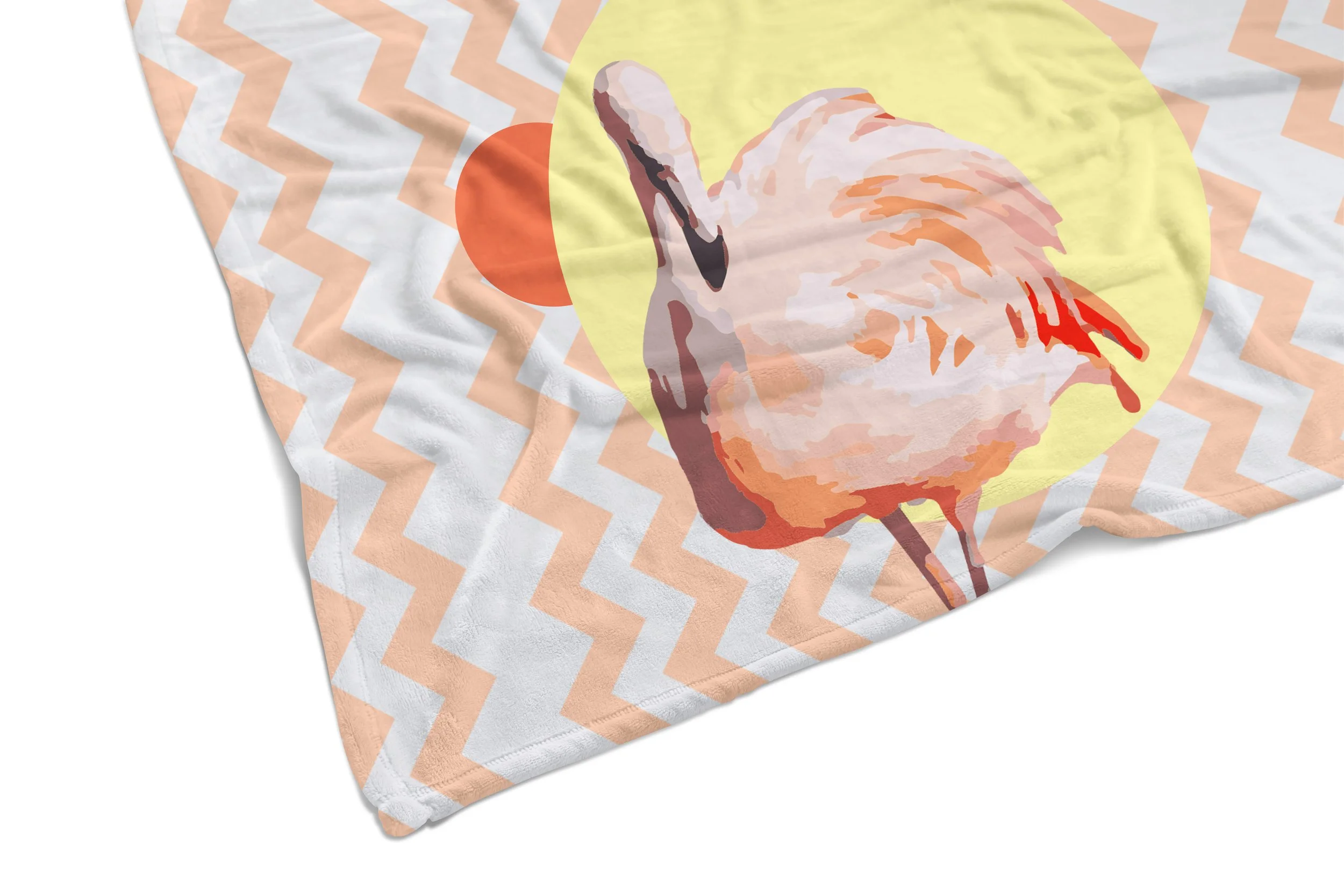 Zig Zag Flamingo - Fleece Blanket Corner Close Up.jpg