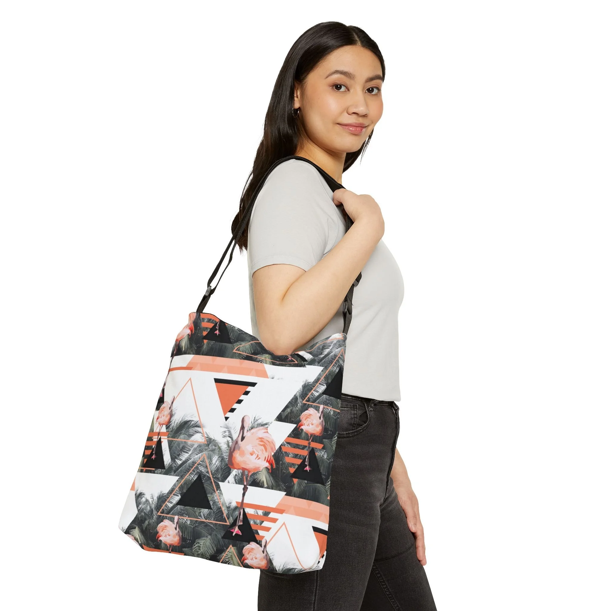 Black Beach Flamingos - Tote Bag 16x16 Person 1 Adjustable.png