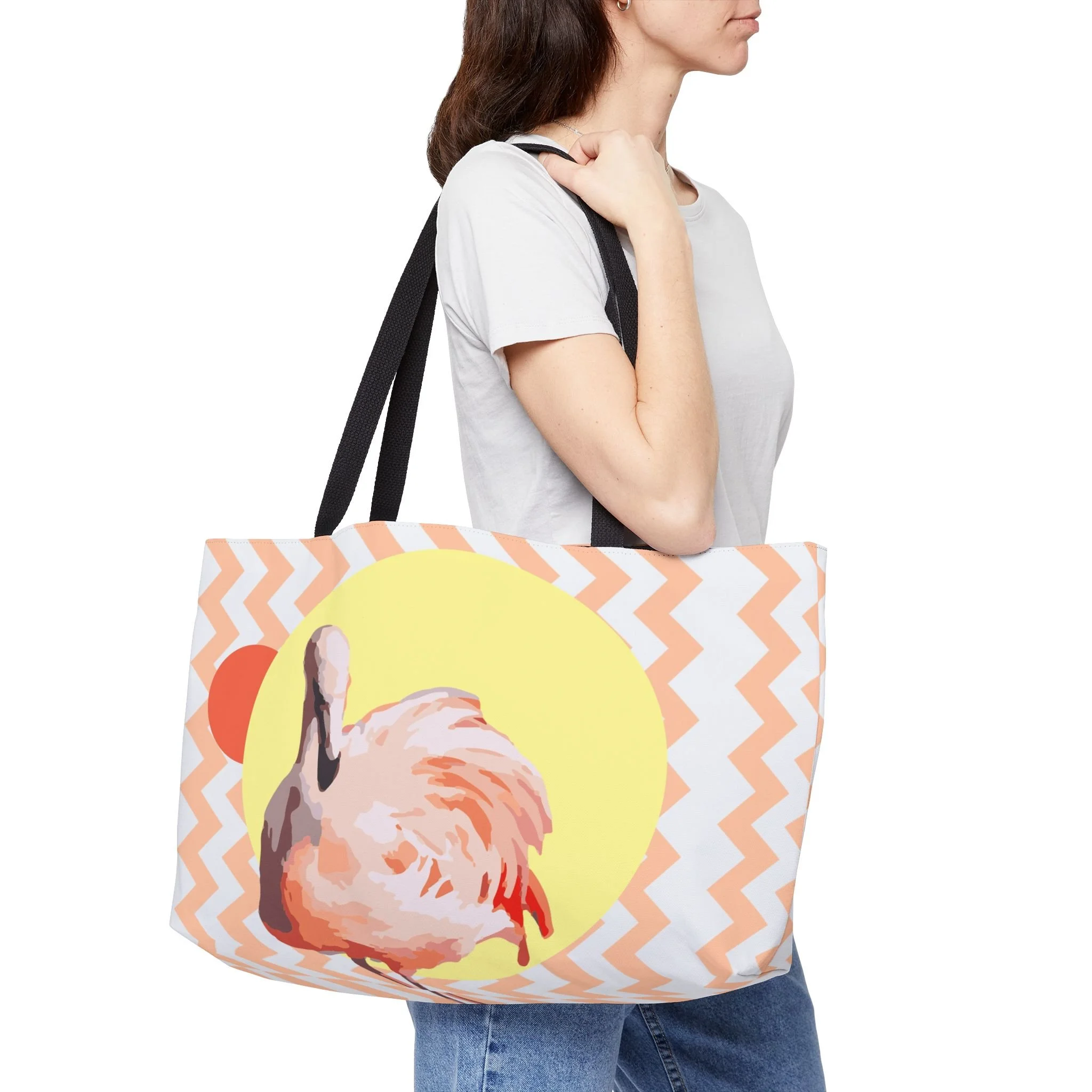 Zig Zag Flamingo - Weekender Bag Front Context 2.png