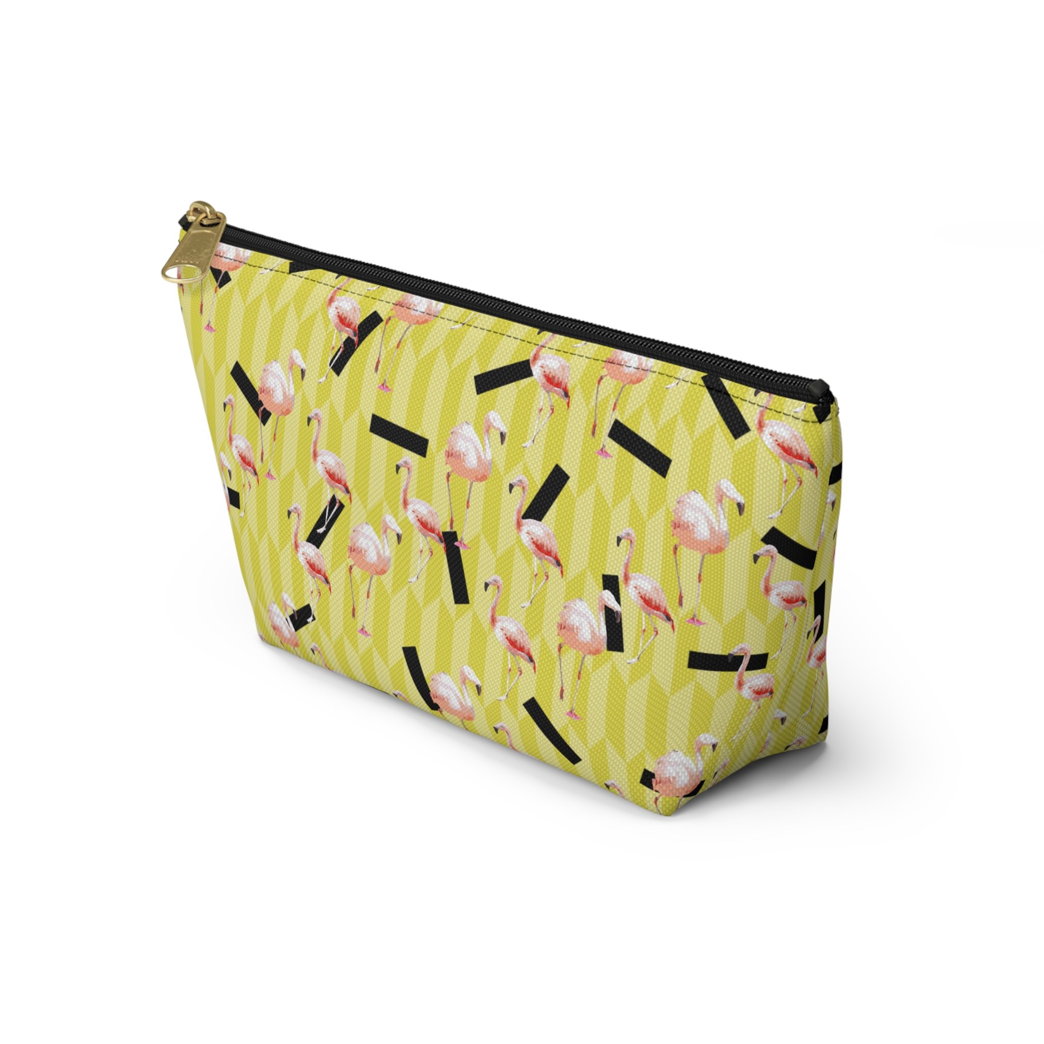Lemon Flamingos - T-Bottom Accessory Pouch (Small) Front Side.png