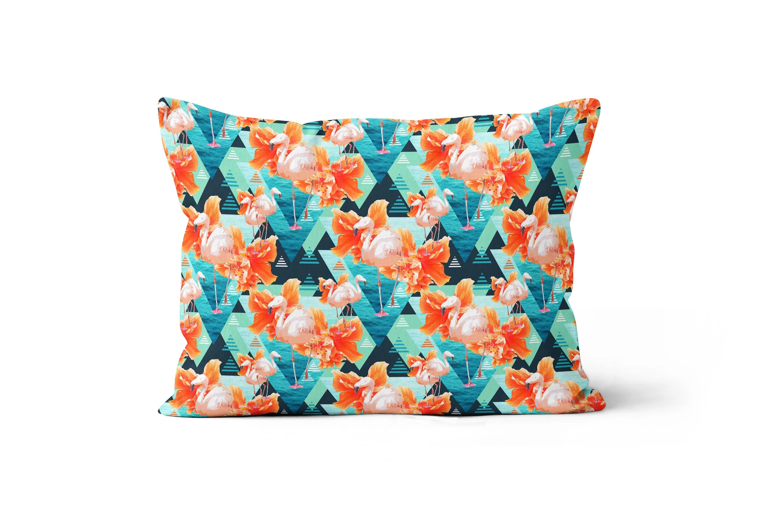 Flowers and Flamingos v7 (Dark) - Boudoir Pillow