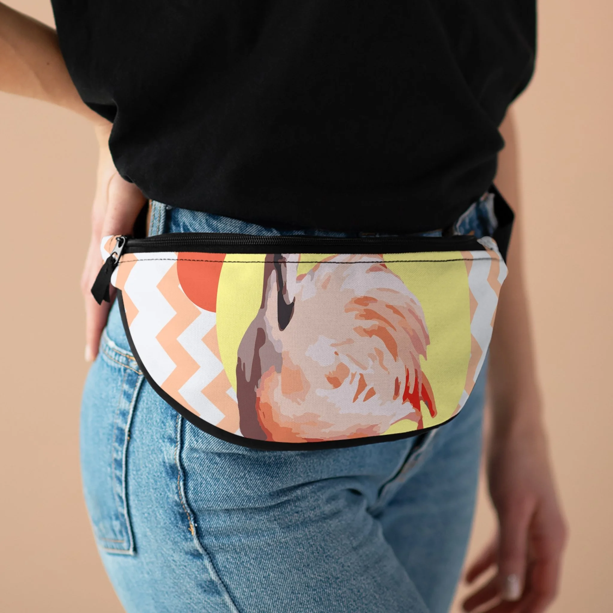 Zig Zag Flamingo - Fanny Pack Lifestyle Woman.png