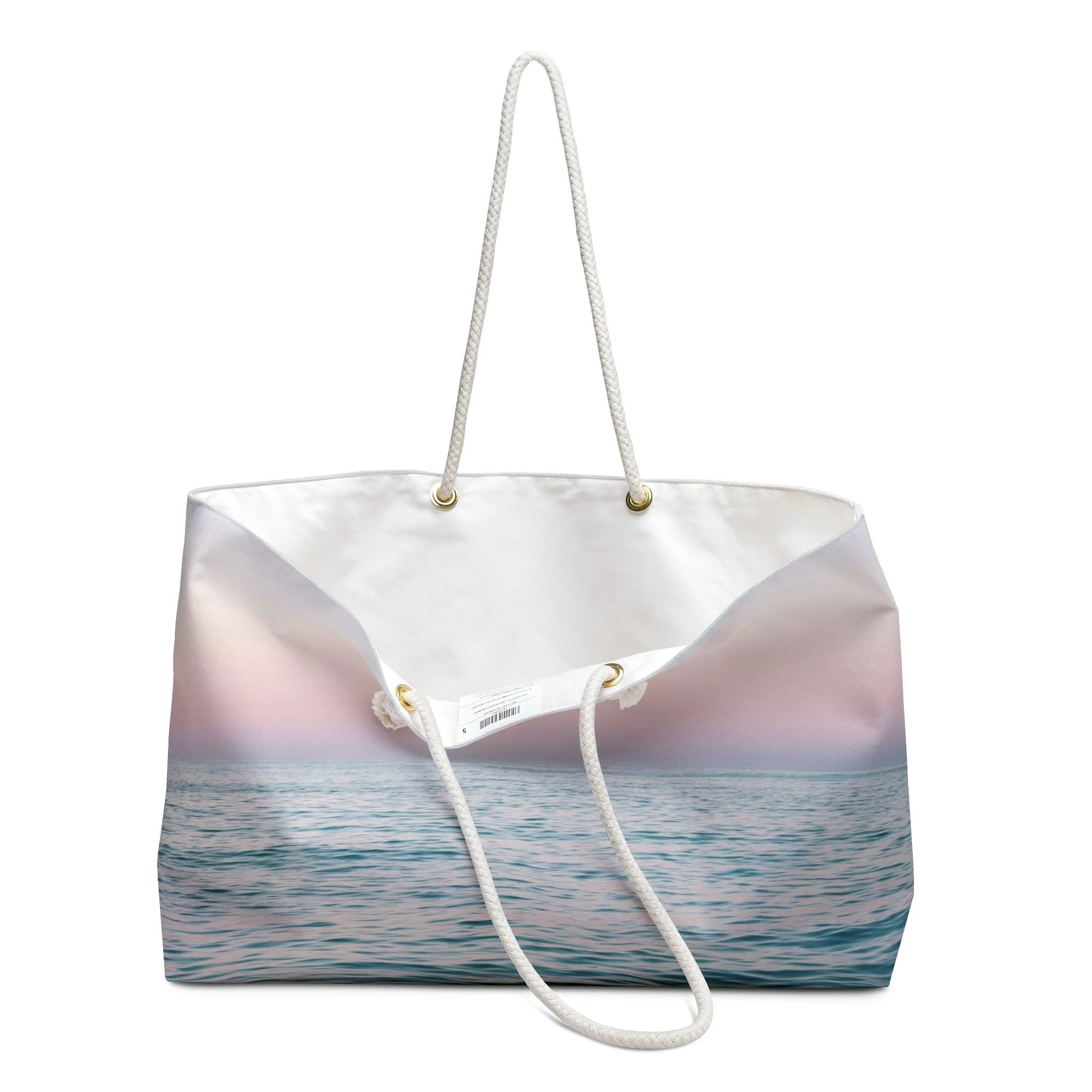 Pastel Sea - Weekender Rope Handle Bag Open.png