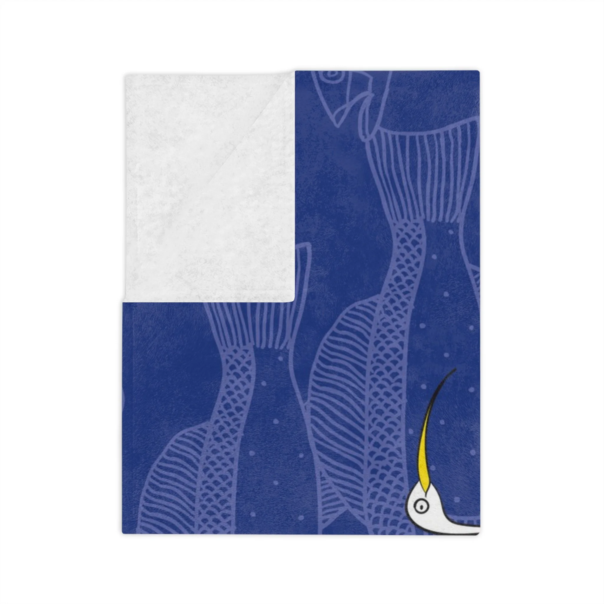 Ibis and Fish by Elisabeth Maurland - Fleece Blanket Folded.png