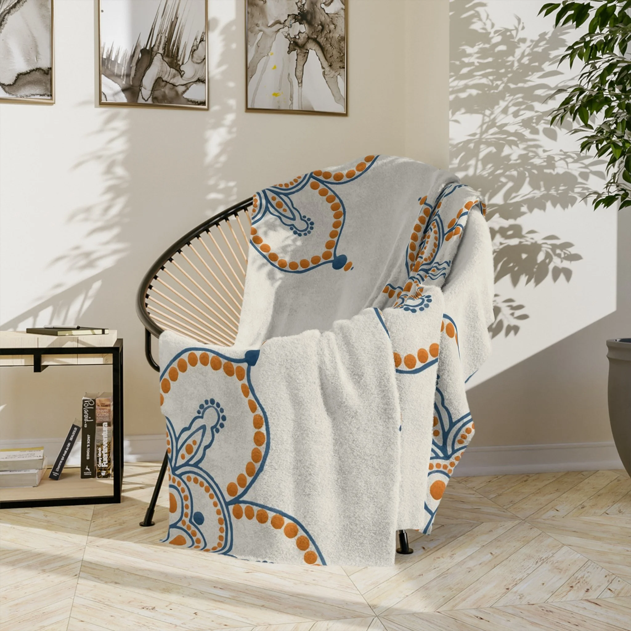 Orange Mandala by Erin Witters - Fleece Blanket Context 1.png