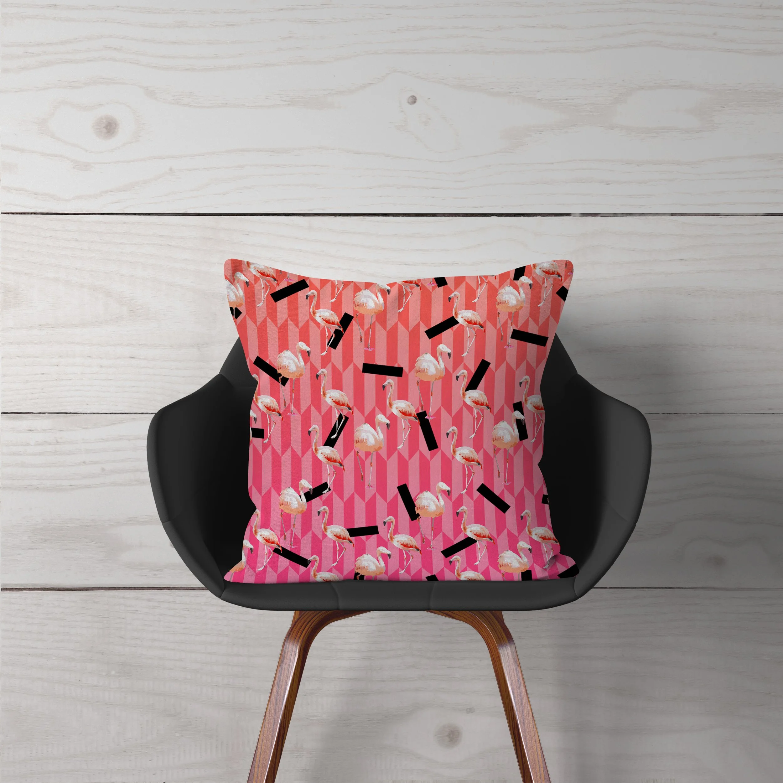 Candy Flamingos - Pillow on Chair.jpg