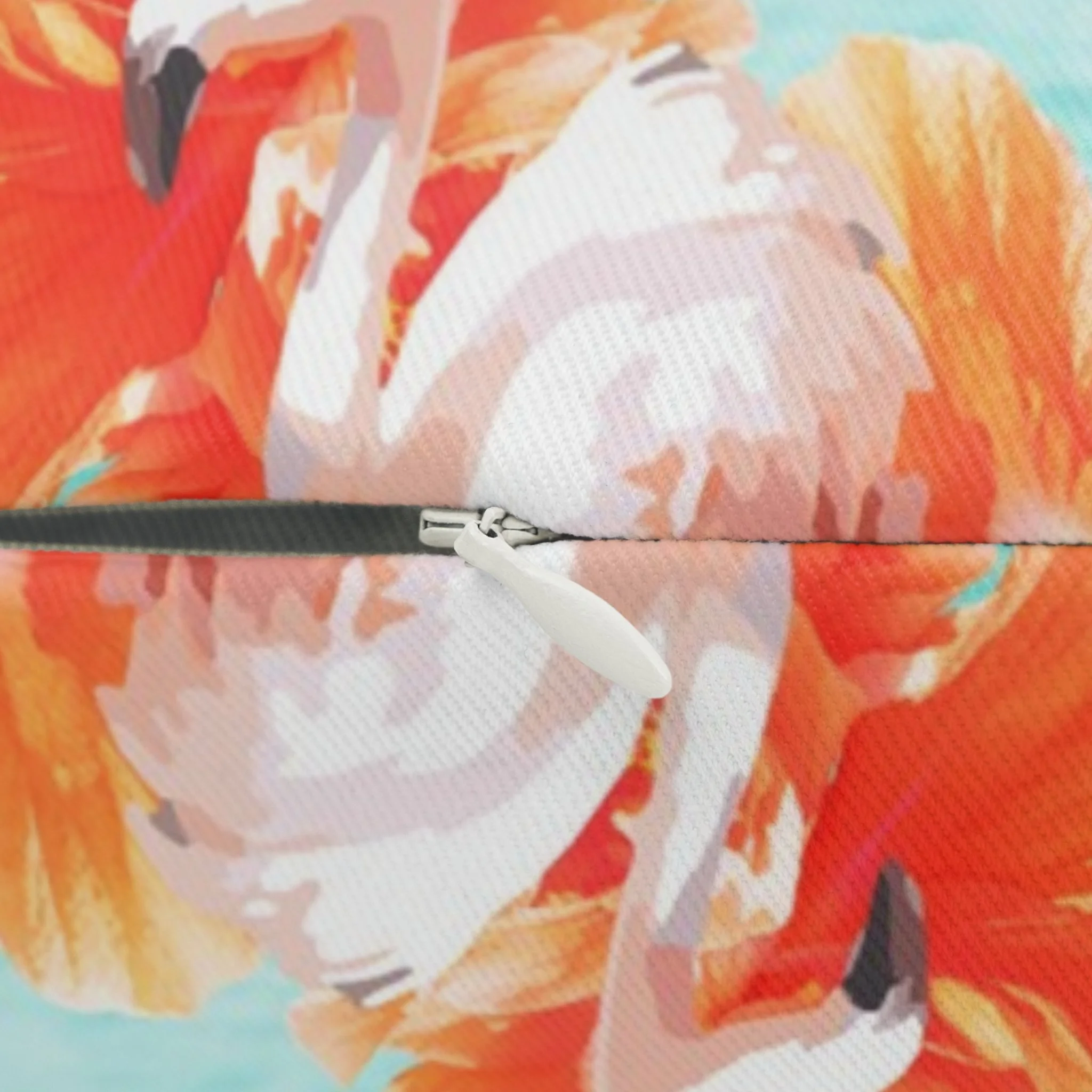 Flowers and Flamingos v7 (Light) - Lumbar Pillow Close-Up.png