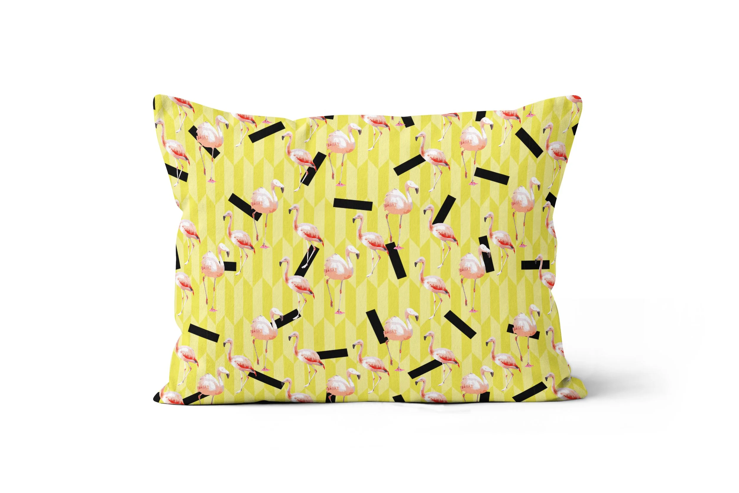 Lemon Flamingos - Throw Pillow Cover