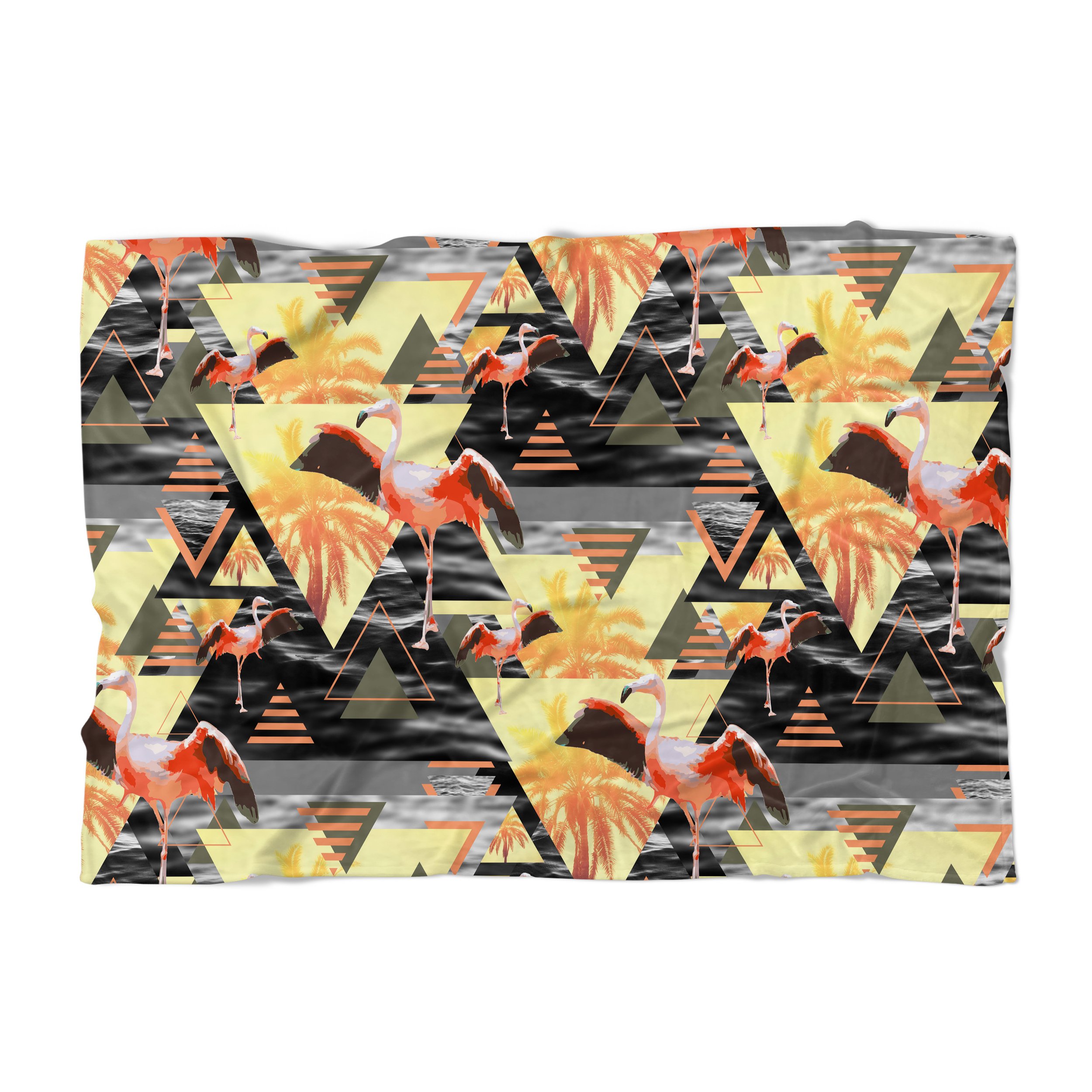 Golden Hour Flamingos - Fleece Blanket