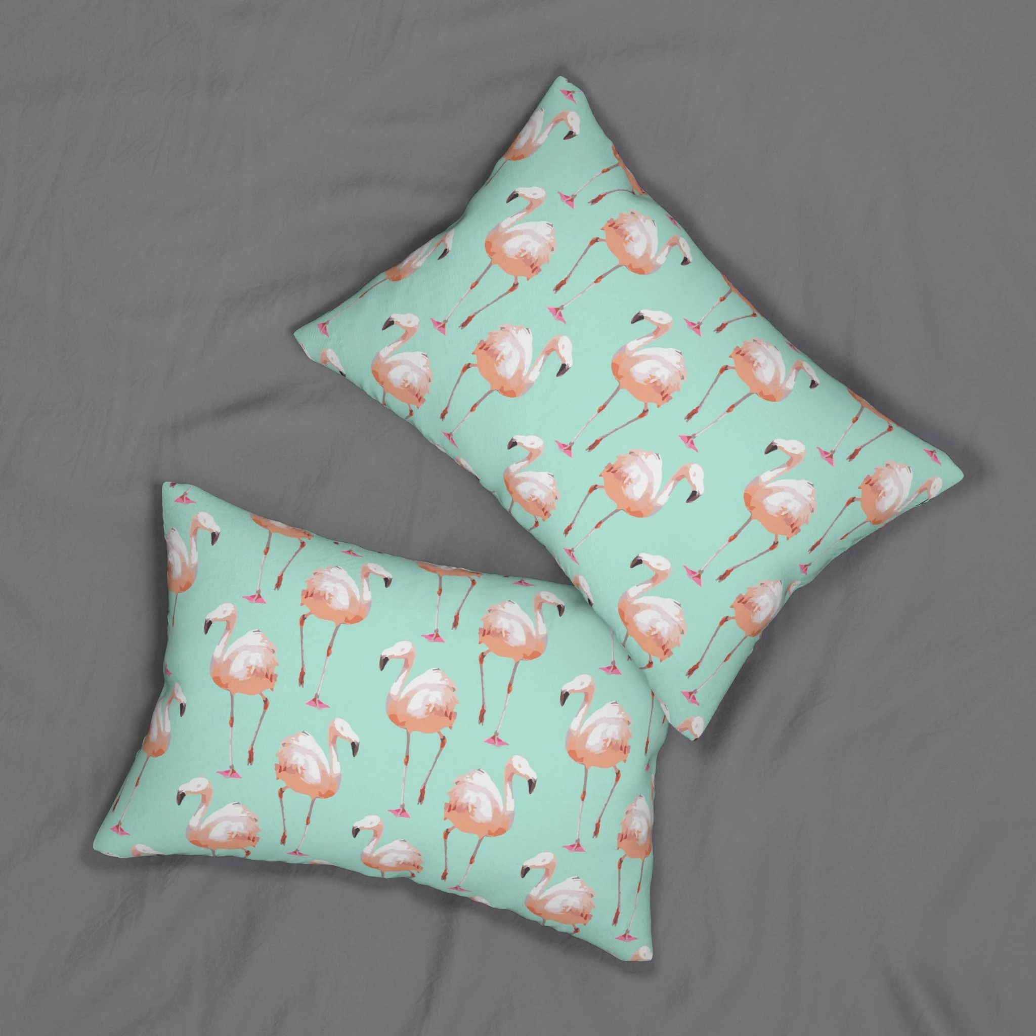 Walking Flamingos (Sea Foam) - Lumbar Pillows.png