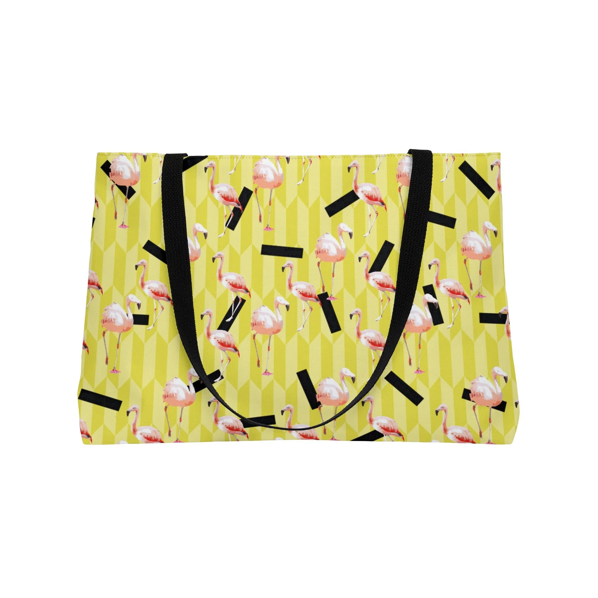 Lemon Flamingos - Weekender Bag Front Open.png
