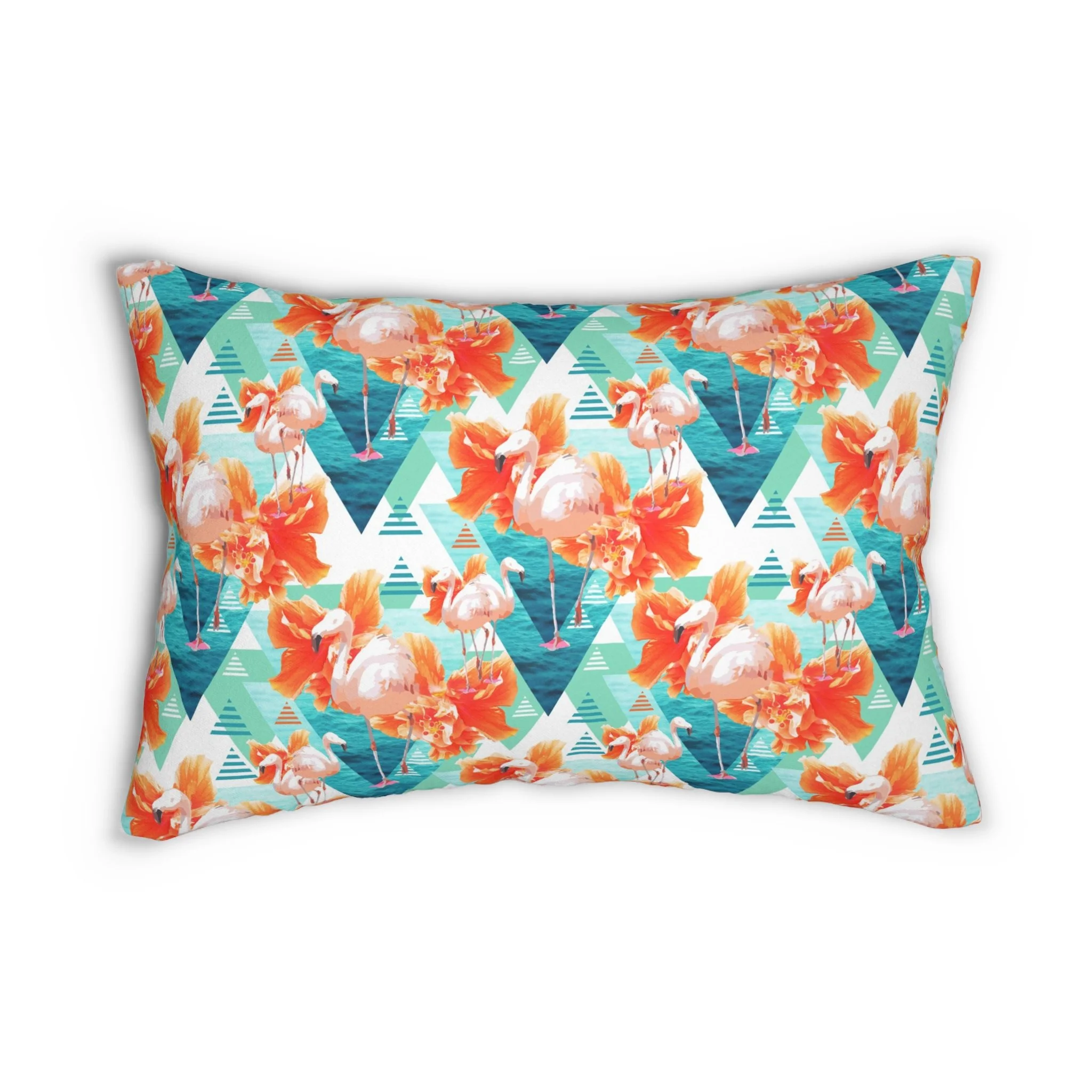 Flowers and Flamingos v7 (Light) - Lumbar Pillow Front.png