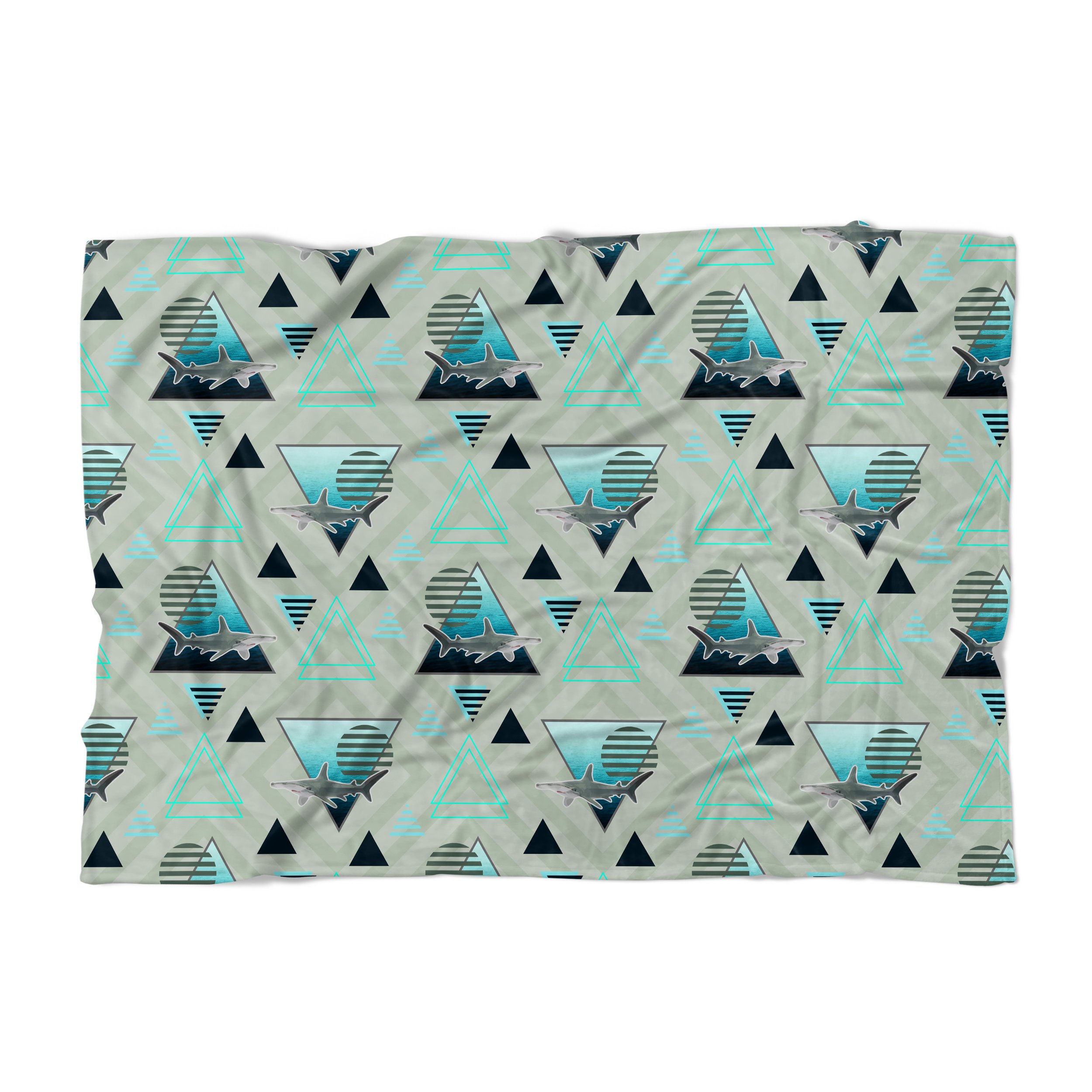 Aquamarine Hammerheads - Fleece Blanket.jpg
