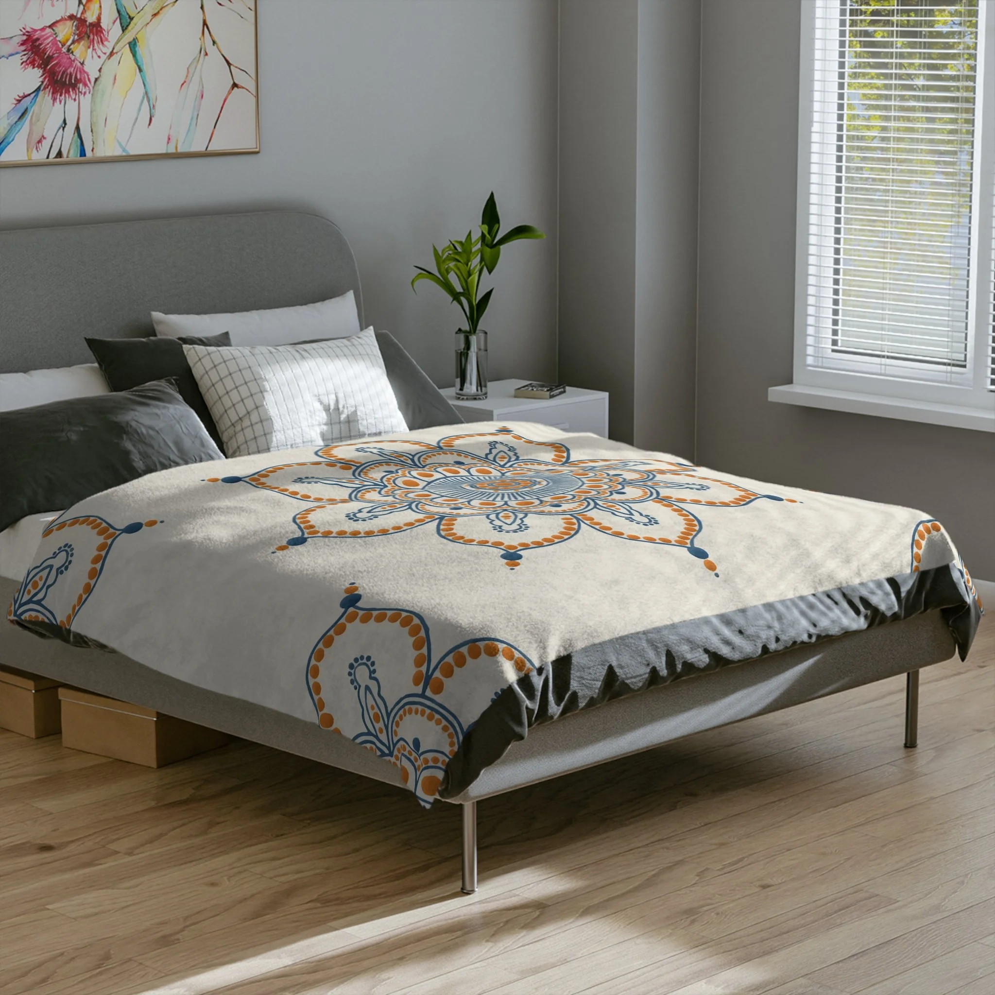 Orange Mandala by Erin Witters - Fleece Blanket Context 2.png