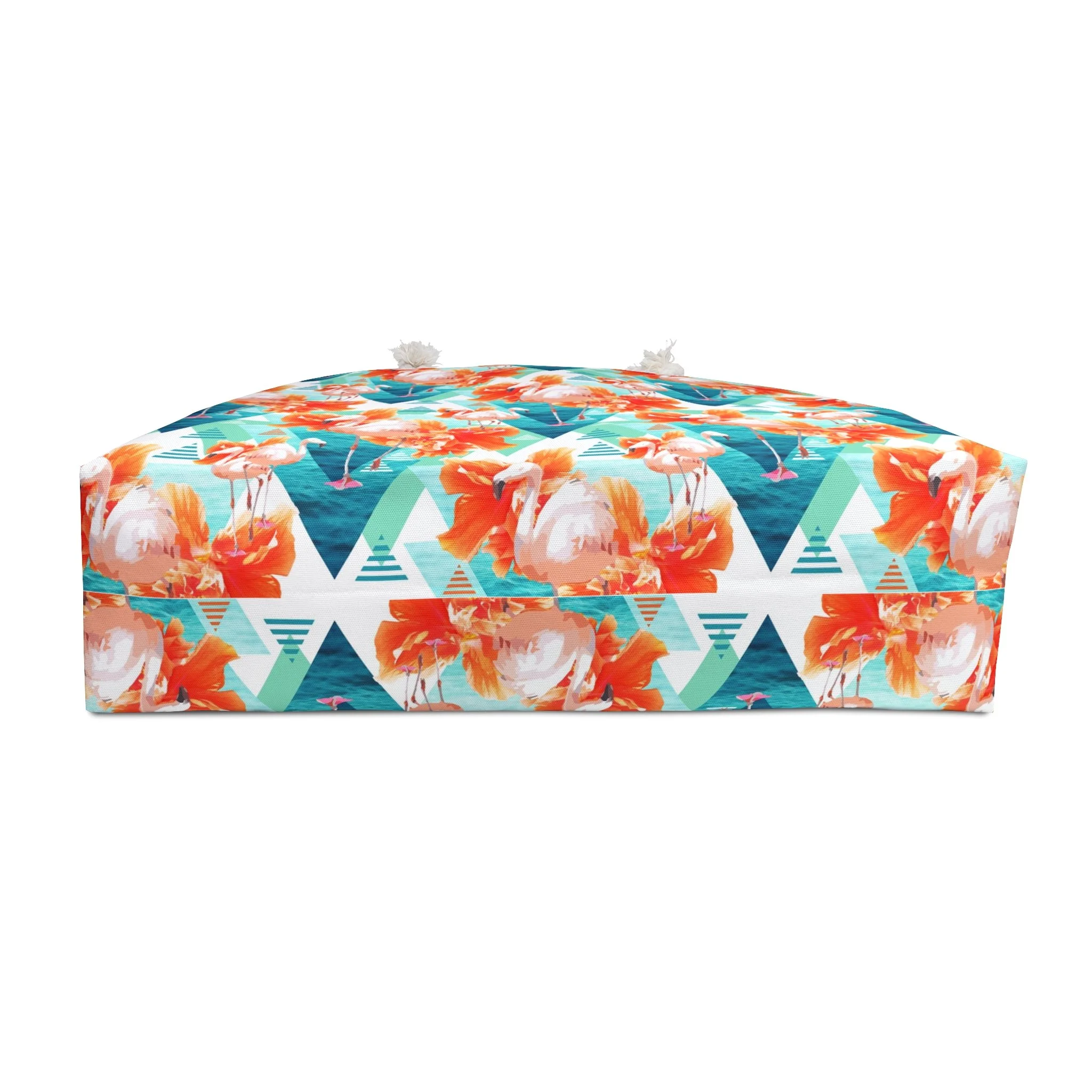 Flowers and Flamingos v7 (LIGHT VERSION) - Weekender Rope Bag Bottom.png