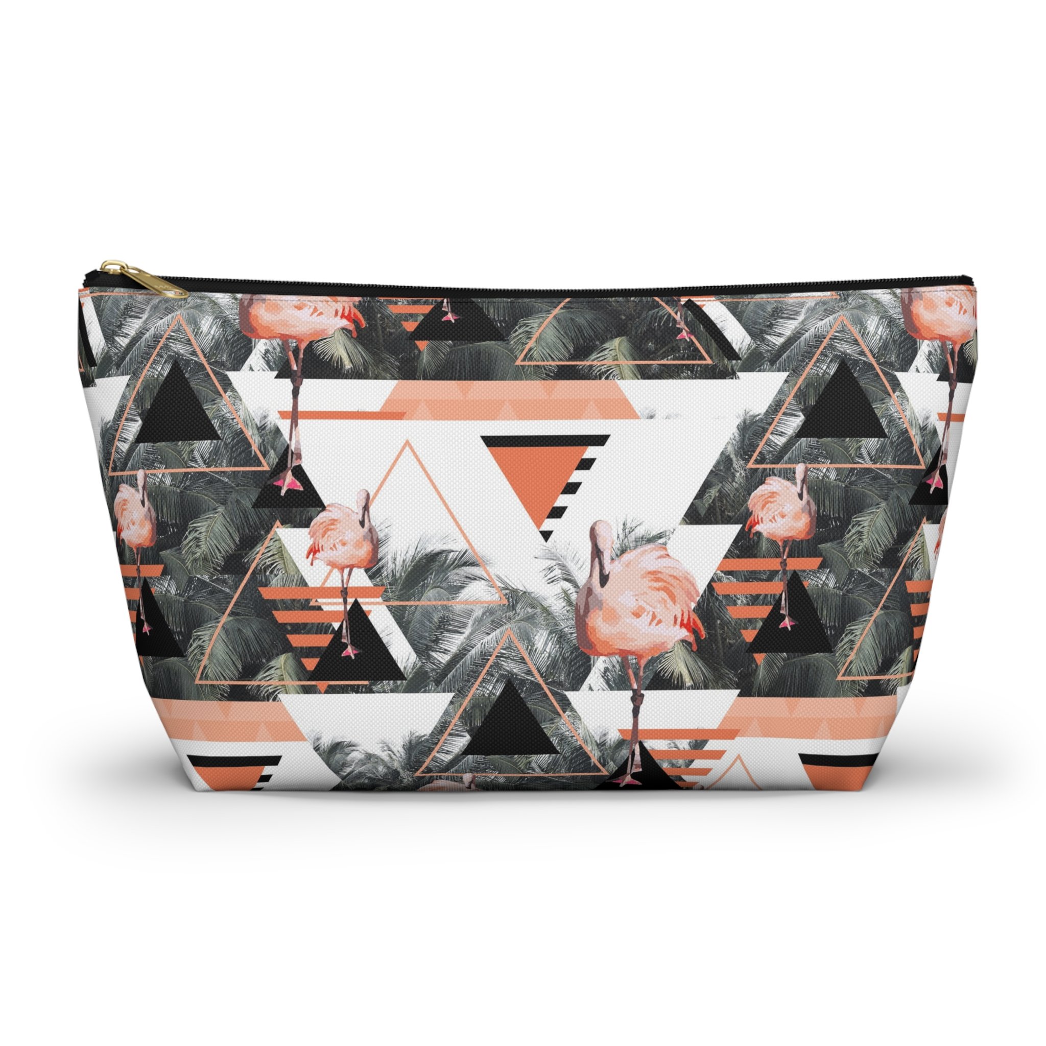 Black Beach Flamingos - T-Bottom Accessory Pouch (Large) Front.png