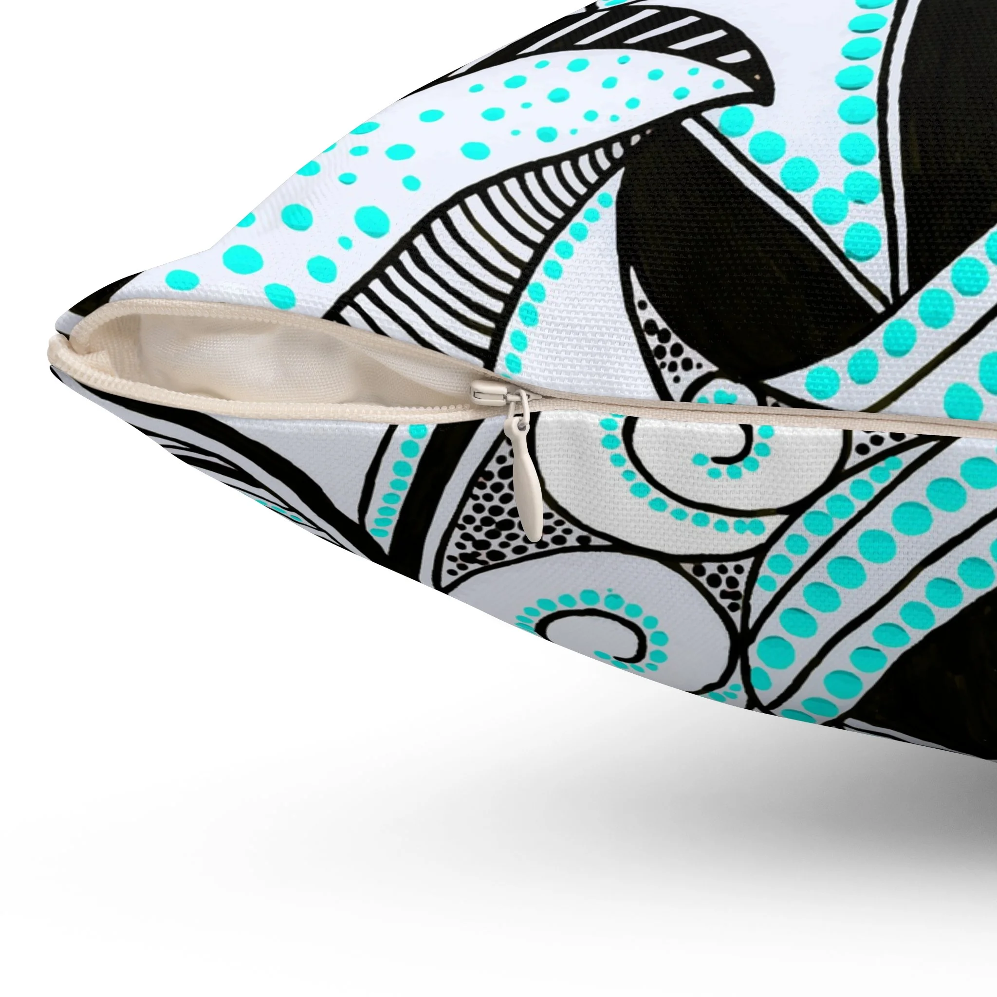 Turquoise Mandala Waves by Erin Witters - Throw Pillow Side.png