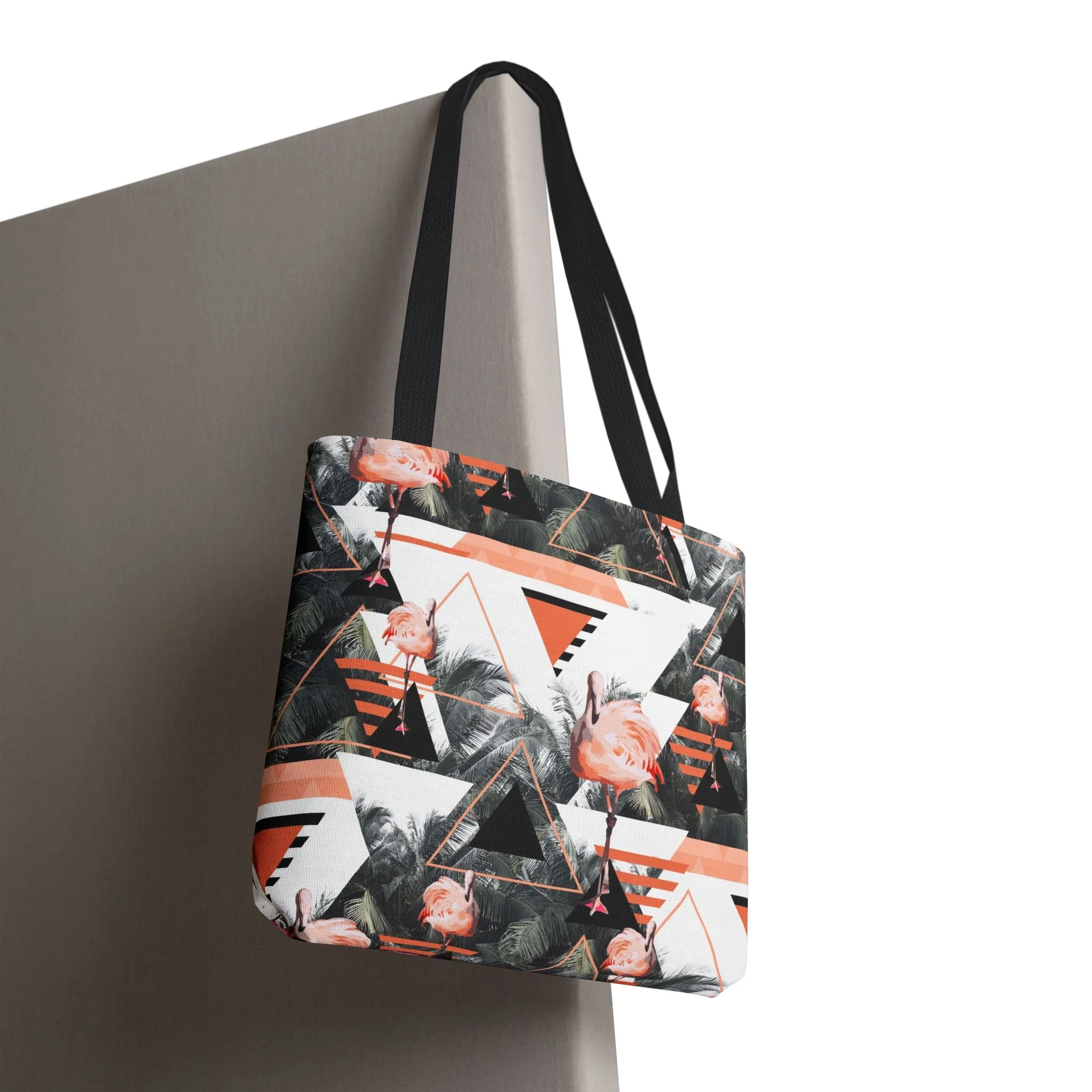 Black Beach Flamingos - Tote Bag 16x16 Hanging.png