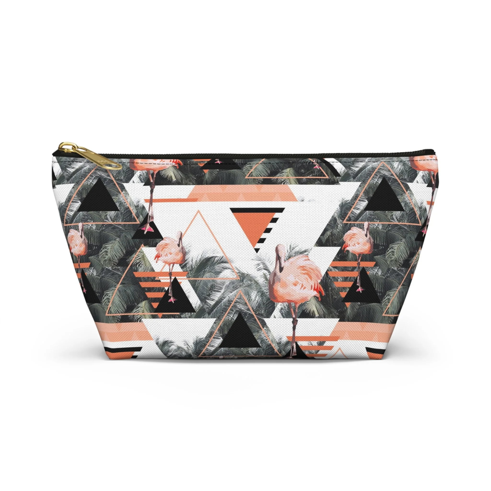 Black Beach Flamingos - T-Bottom Accessory Pouch (Small) Front.png
