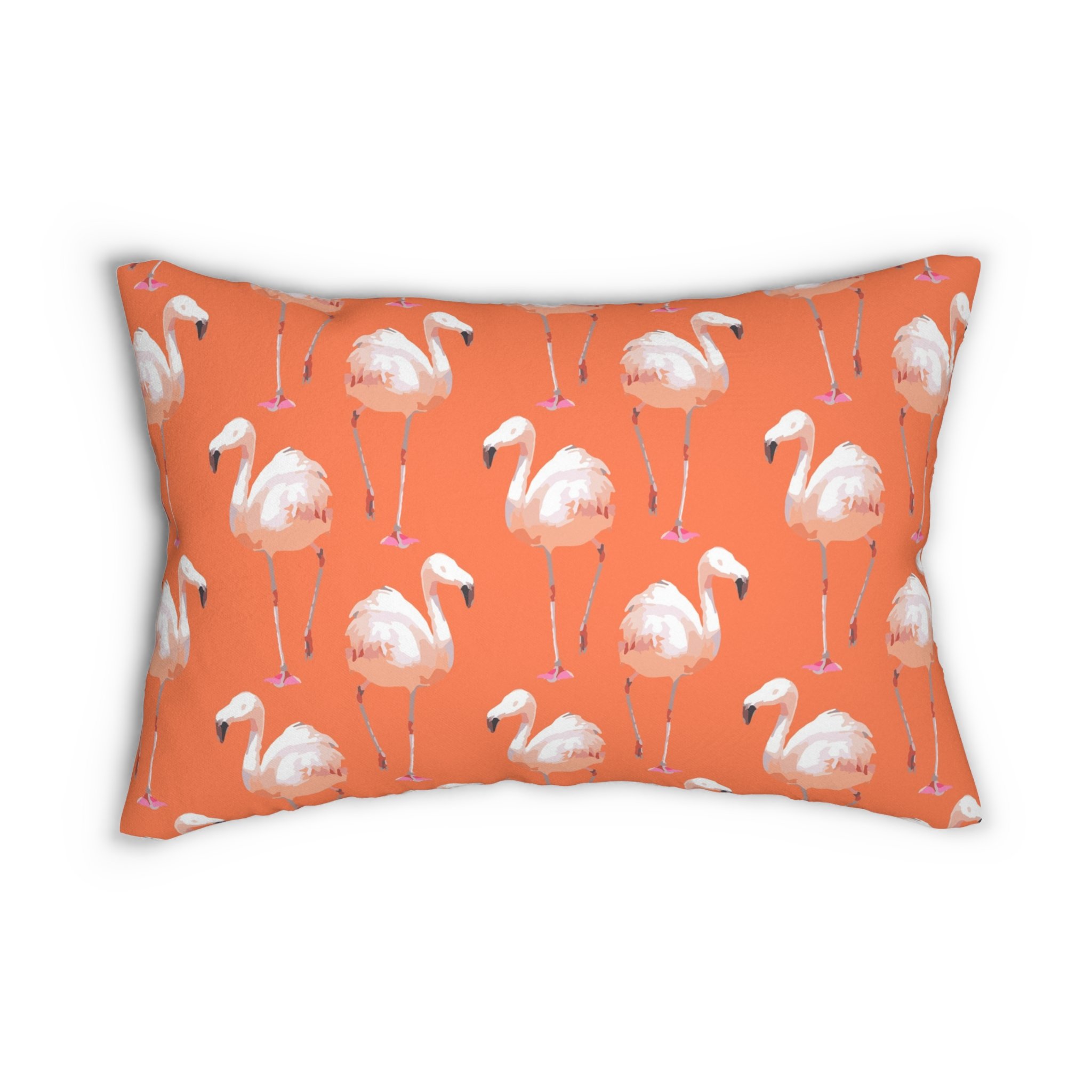 Walking Flamingos (Coral) - Lumbar Pillow Front.png