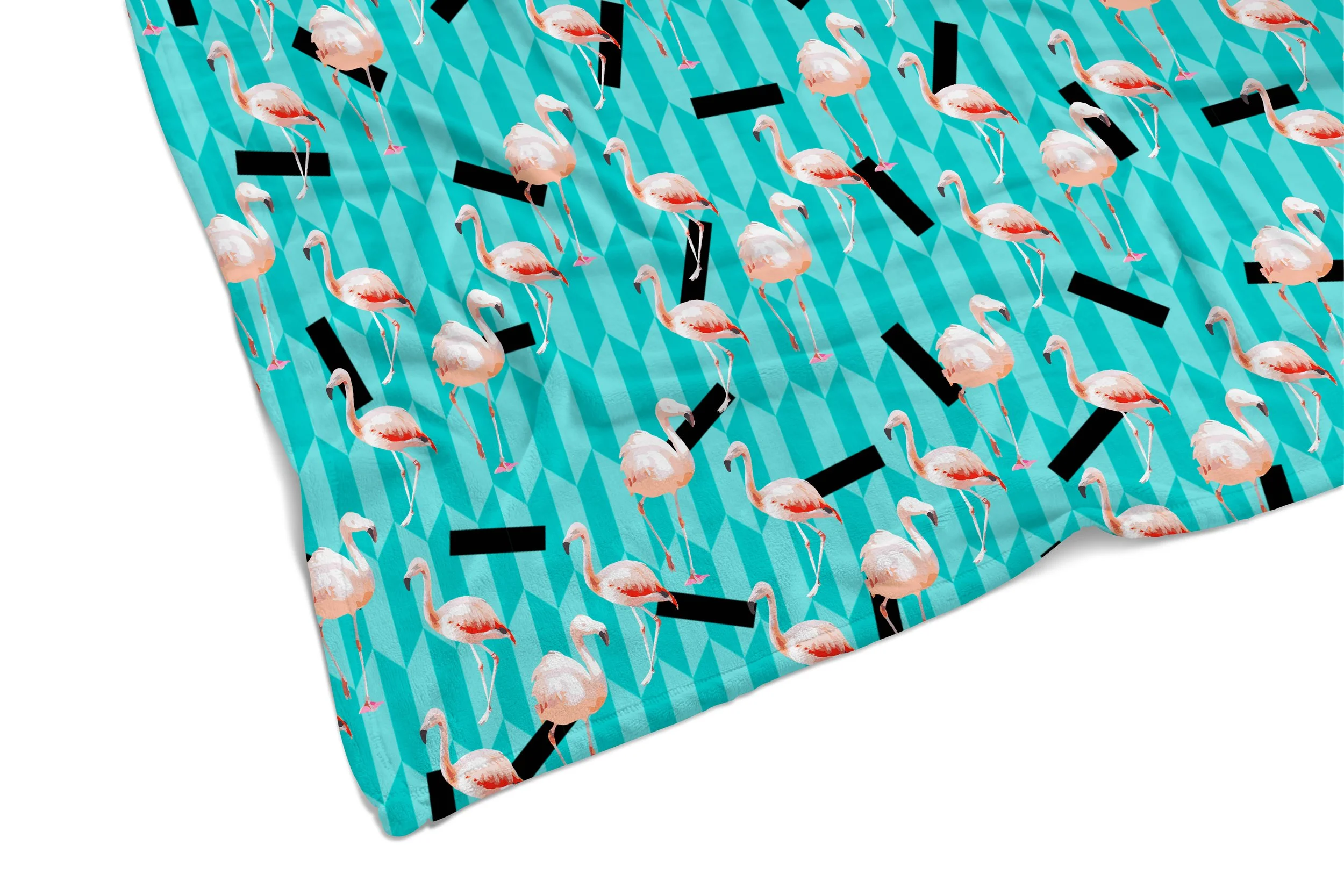 Taffy Flamingos - Fleece Blanket Corner Close Up.jpg