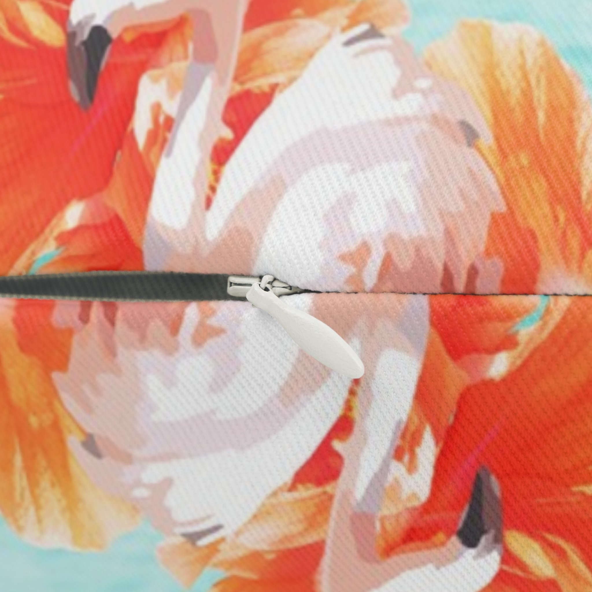 Flowers and Flamingos v7 (Dark) - Lumbar Pillow Up-Close.png