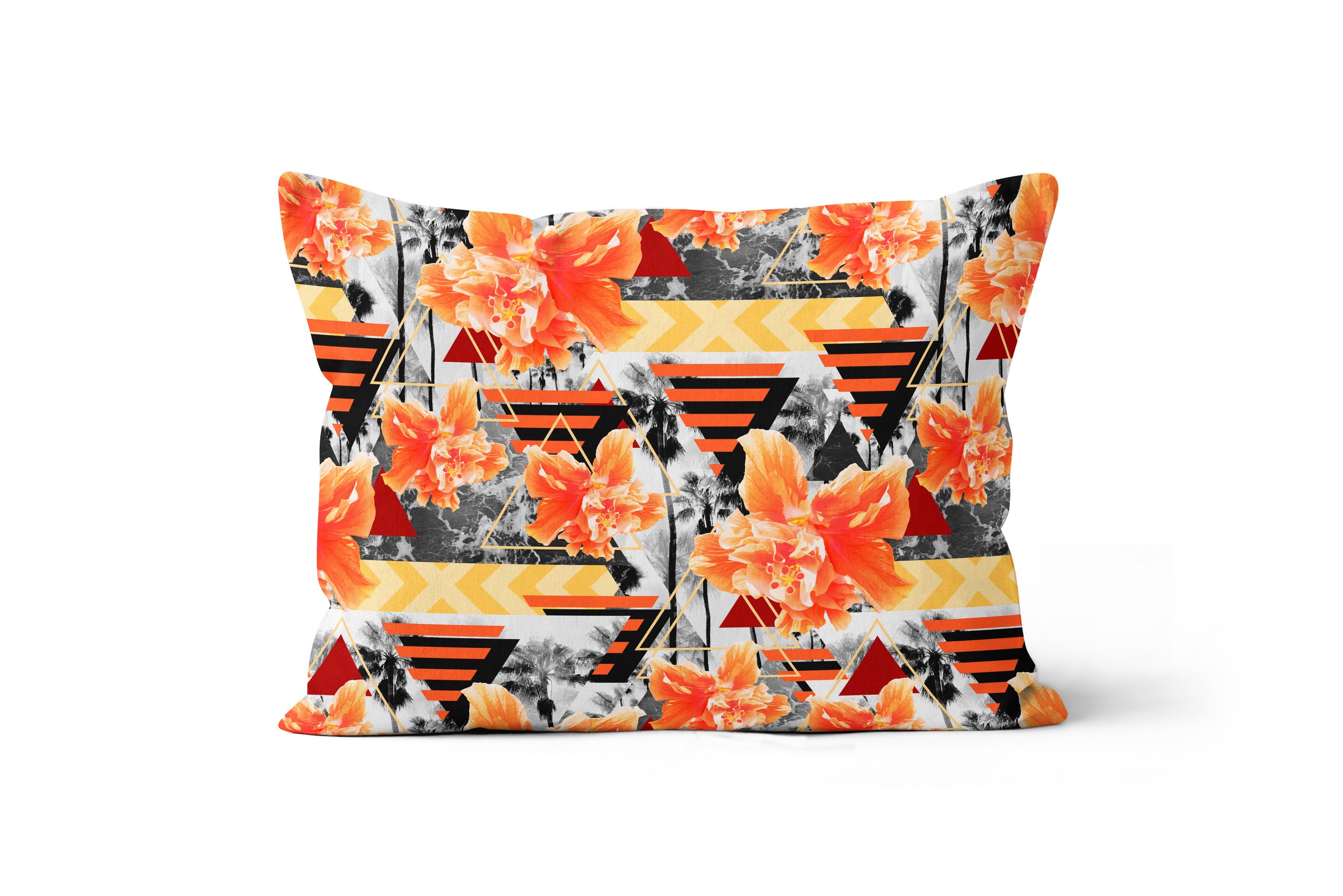 Wild Orange Hibiscus - 20x14 Pillow on Floor.jpg
