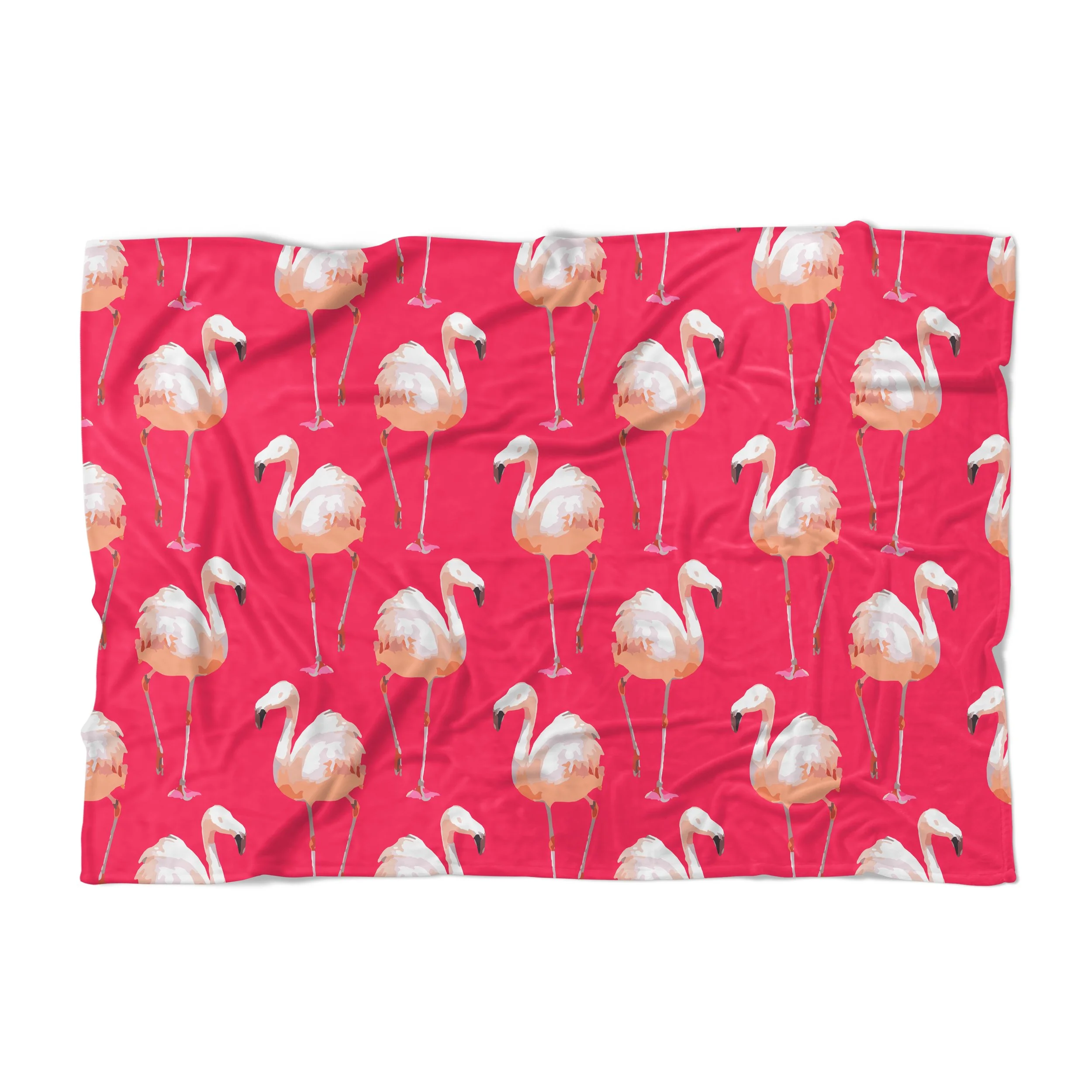 Walking Flamingos (Rose) - Fleece Blanket