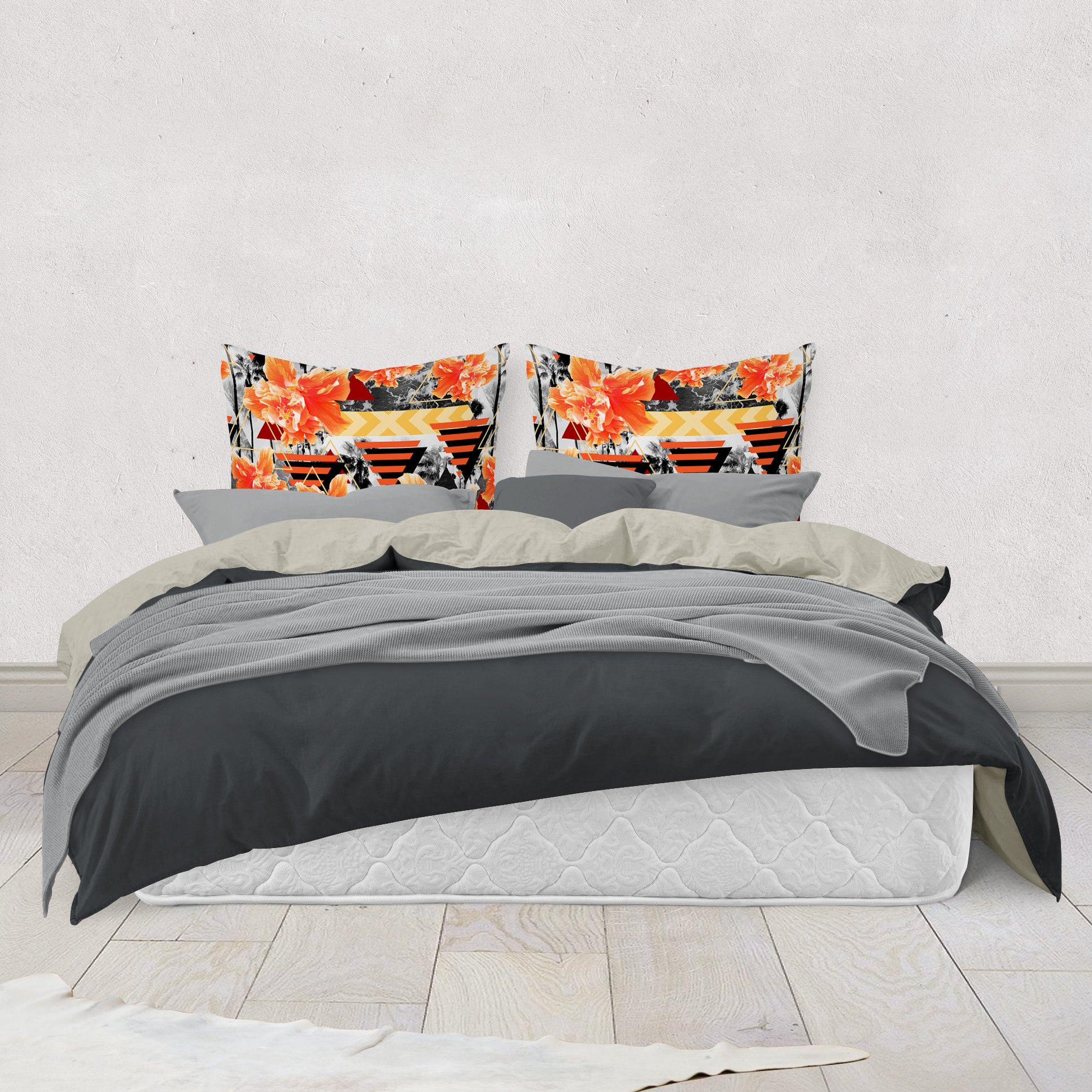 Wild Orange Hibiscus - Pillows on Bed.jpg