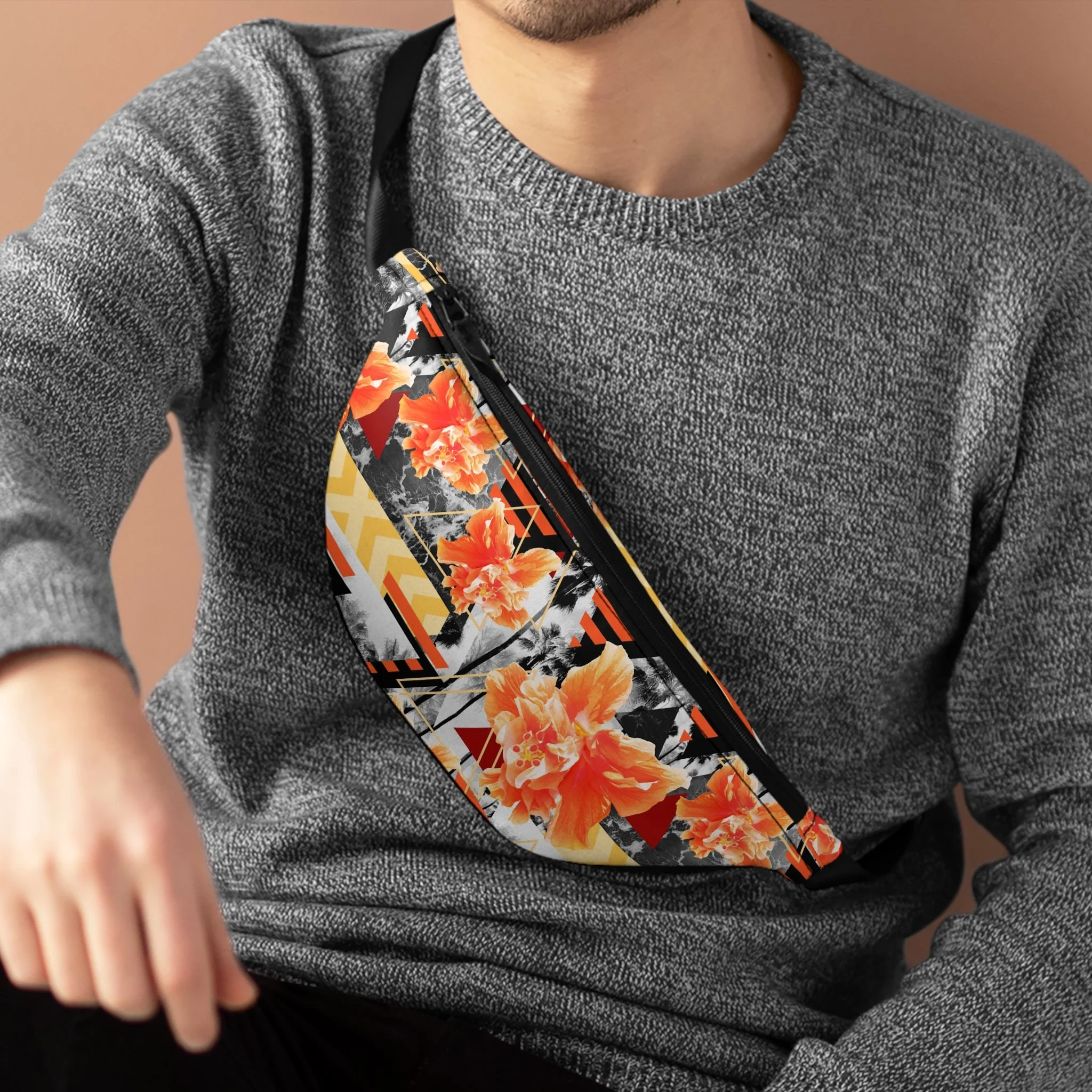Wild Orange Hibiscus - Fanny Pack - Lifestyle Man.png