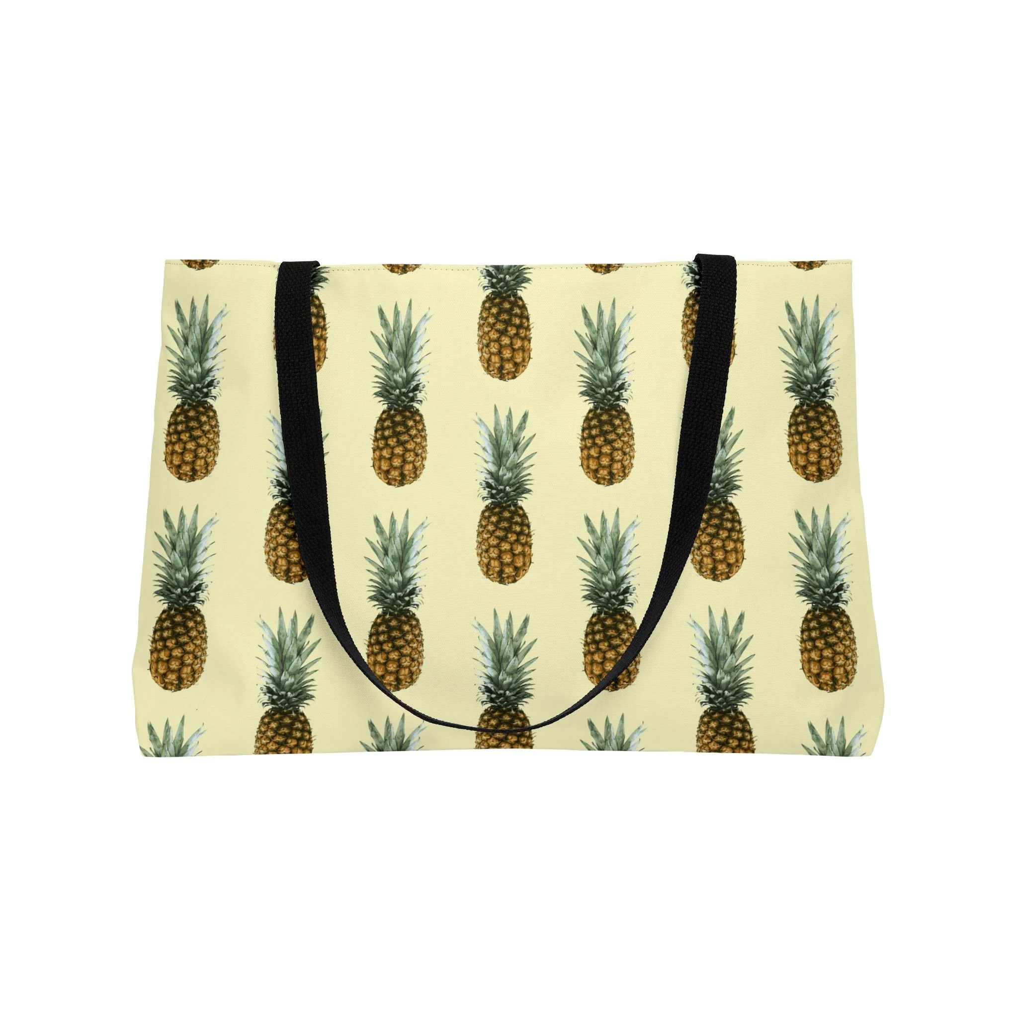 Pineapples (on Cream Yellow) - Weekender Bag Front Open.png