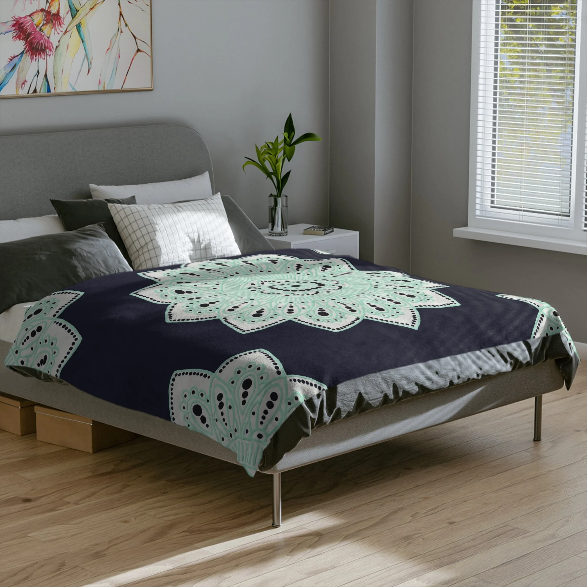 Seafoam Mandala by Erin Witters - Fleece Blanket Context 2.png
