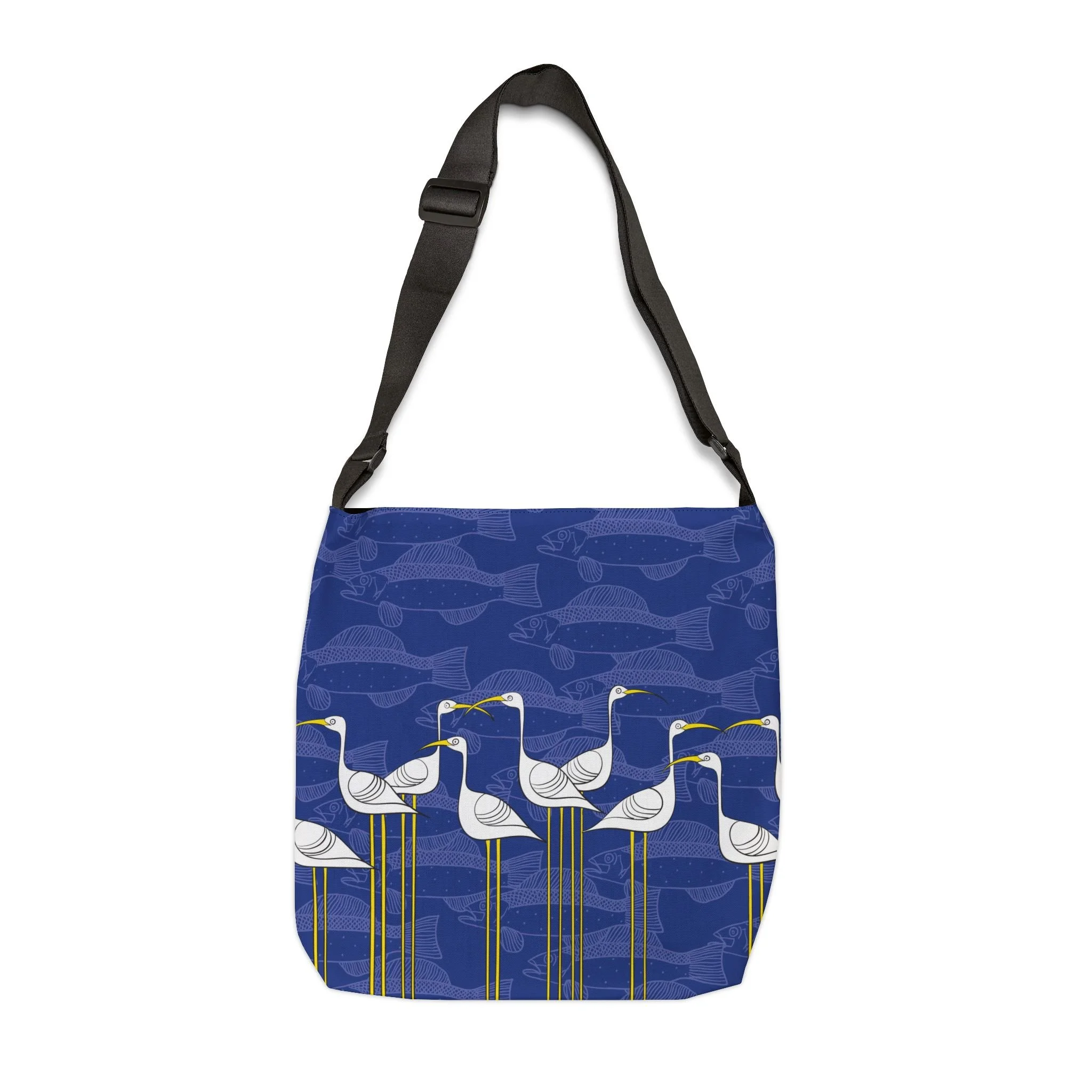 Ibis and Fish by Elisabeth Maurland - 16x16 Adjustable Strap Tote Bag Front.png