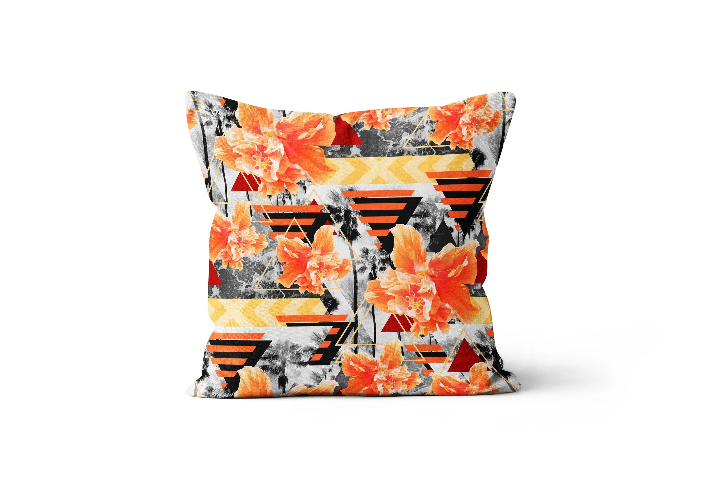 Wild Orange Hibiscus - Throw Pillow Cover