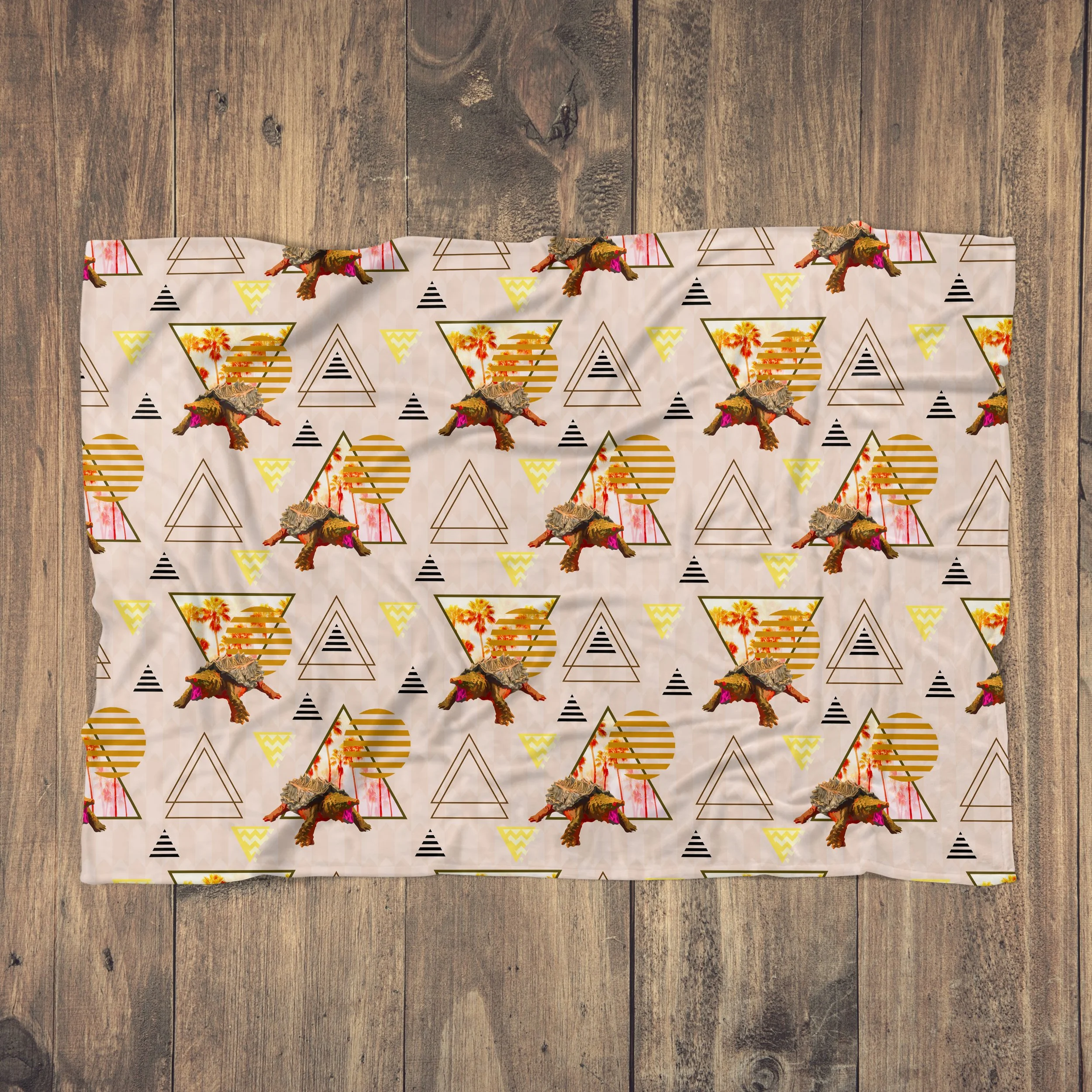 Fire Island Terrapins - Fleece Blanket on Wood Floor.jpg