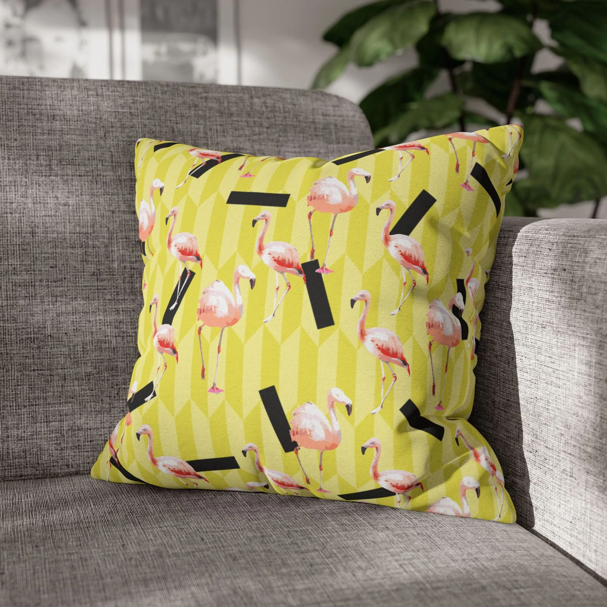 Lemon Flamingos - Throw Pillow on Couch.png