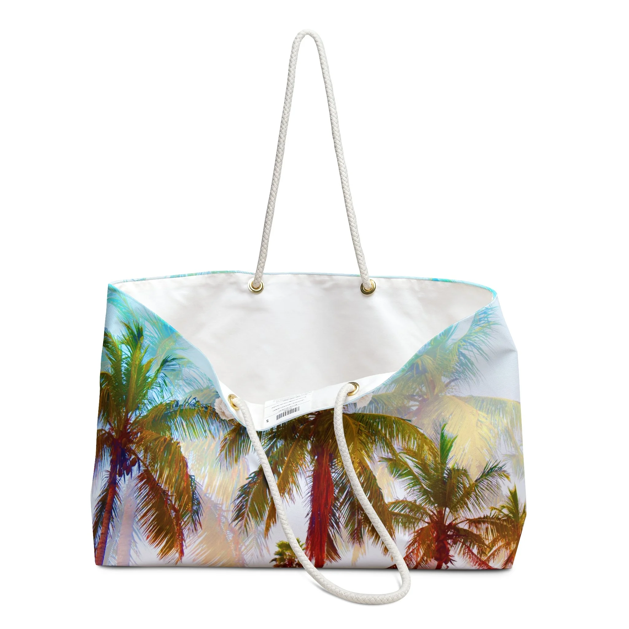 Golden Hour Palms - Weekender Rope Handle Bag Open.png