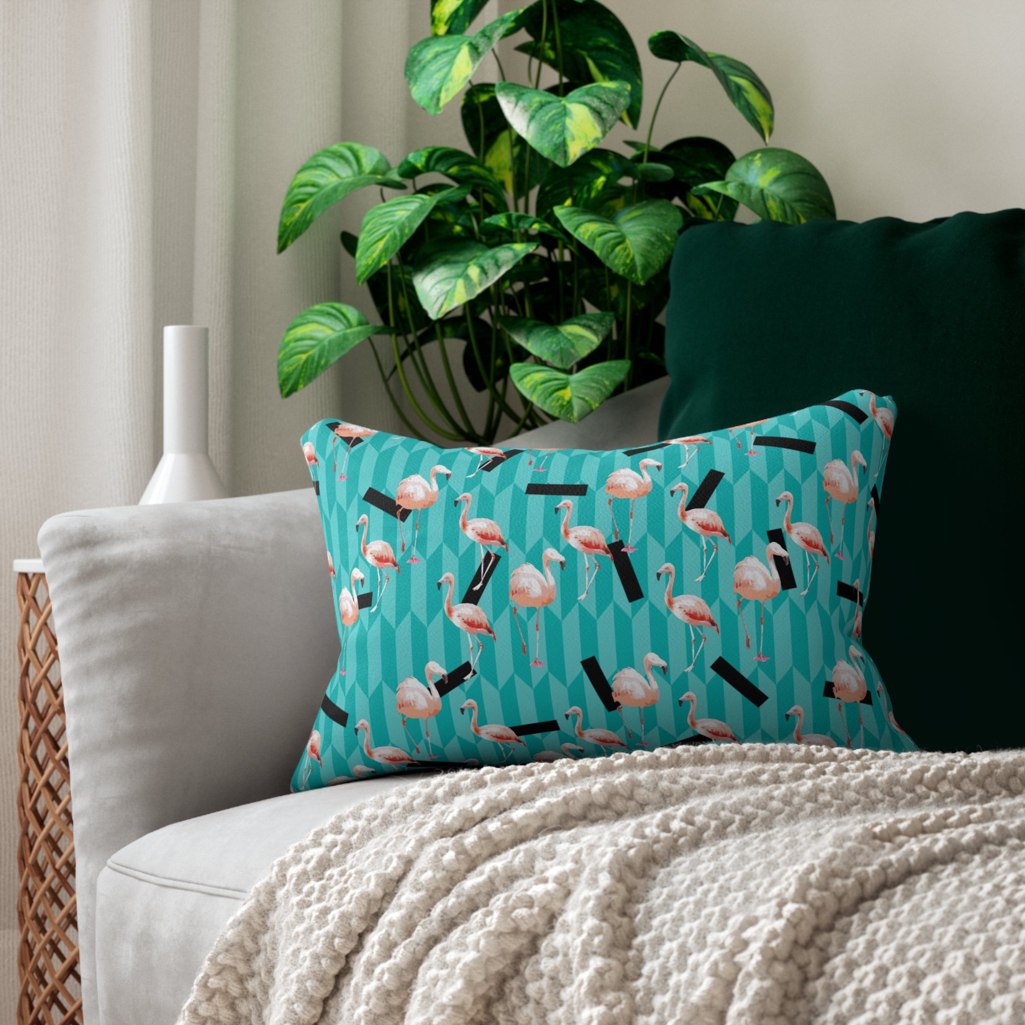 Taffy Flamingos - Lumbar Pillow on Couch.png