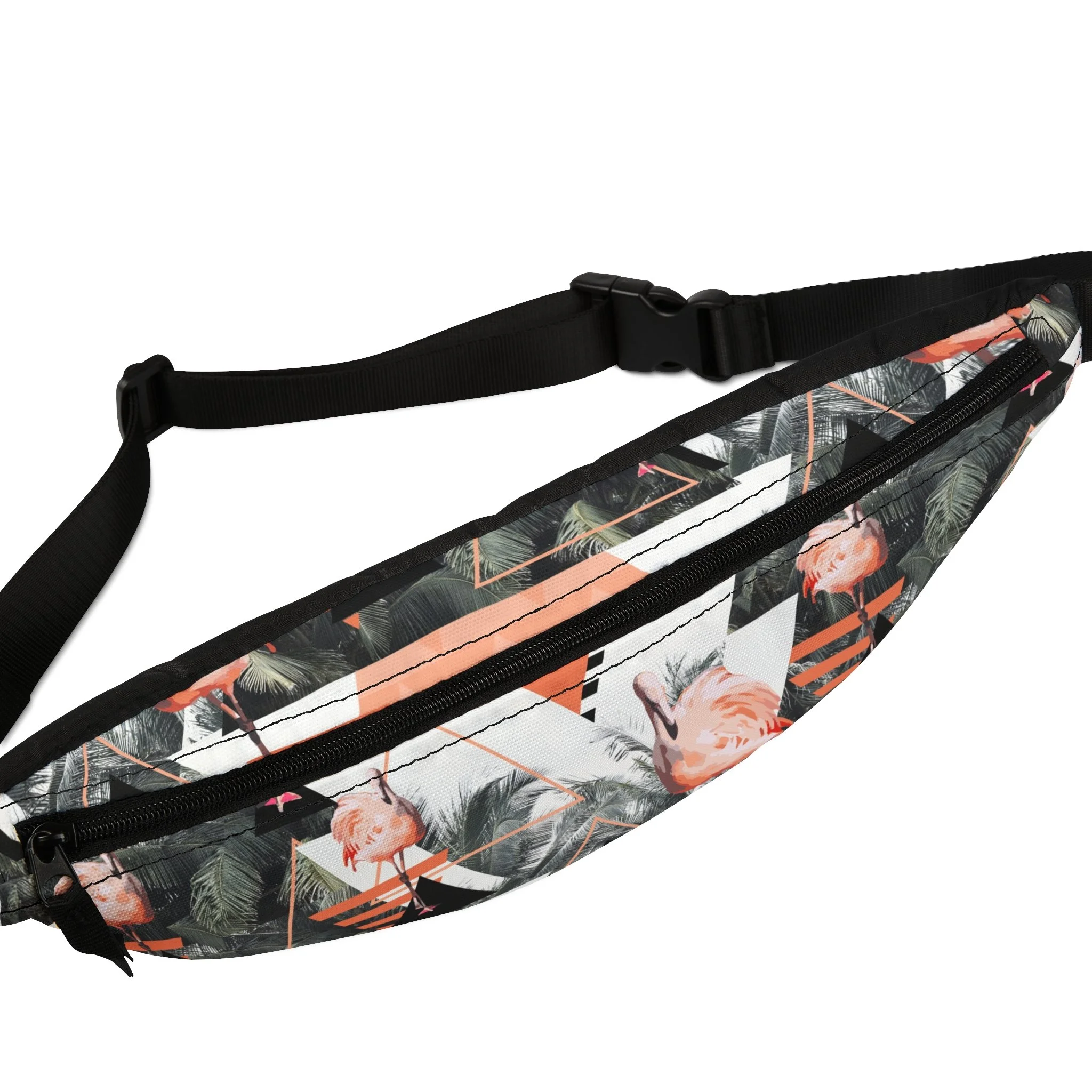 Black Beach Flamingos v3 - Fanny Pack - Top.png