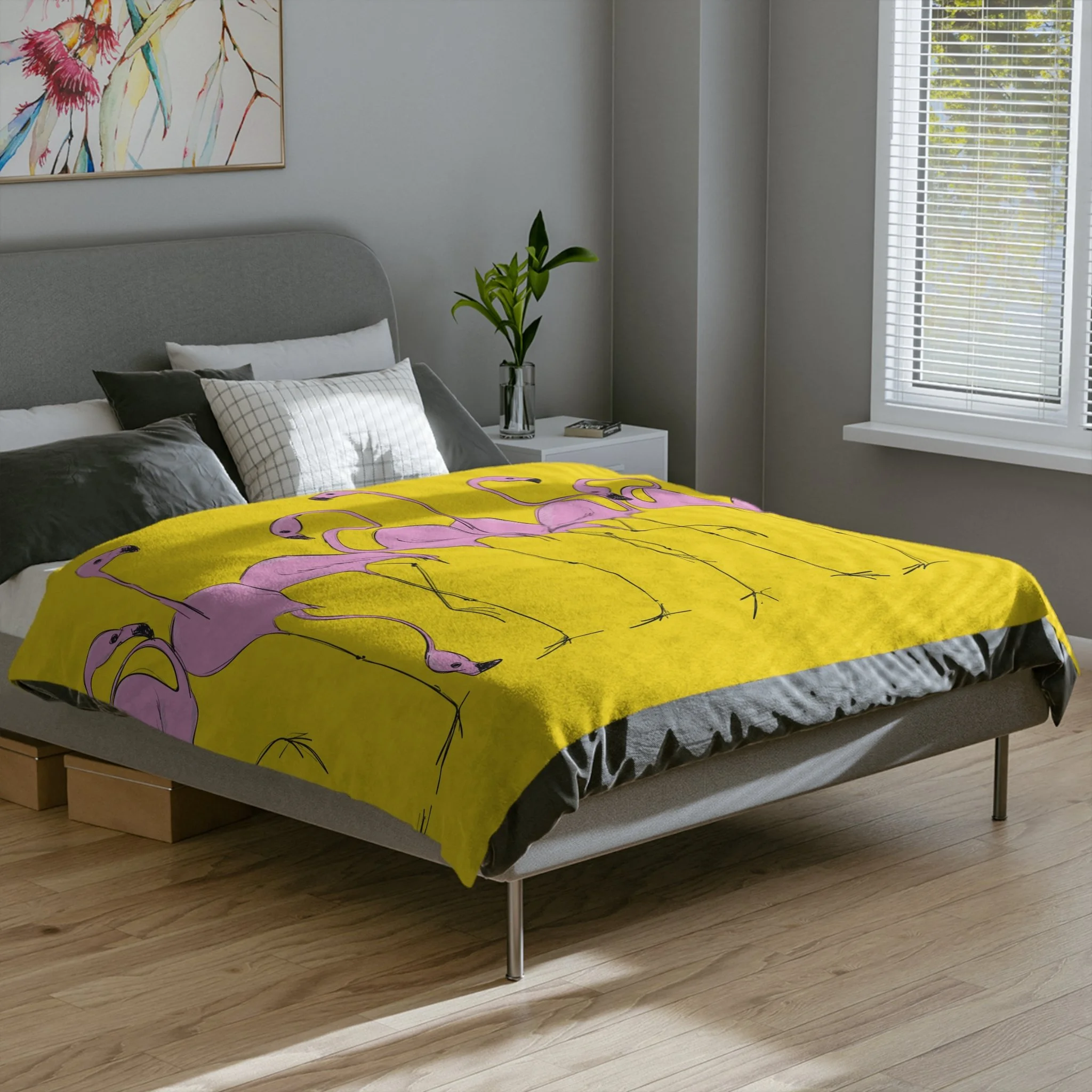 Flamingos by Elisabeth Maurland - Fleece Blanket Context 2.png
