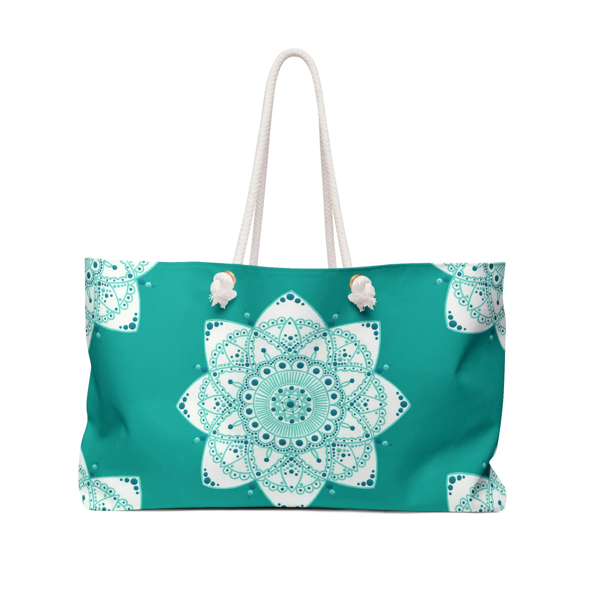 Teal Mandala by Erin Witters - Weekender Rope Tote Front.png