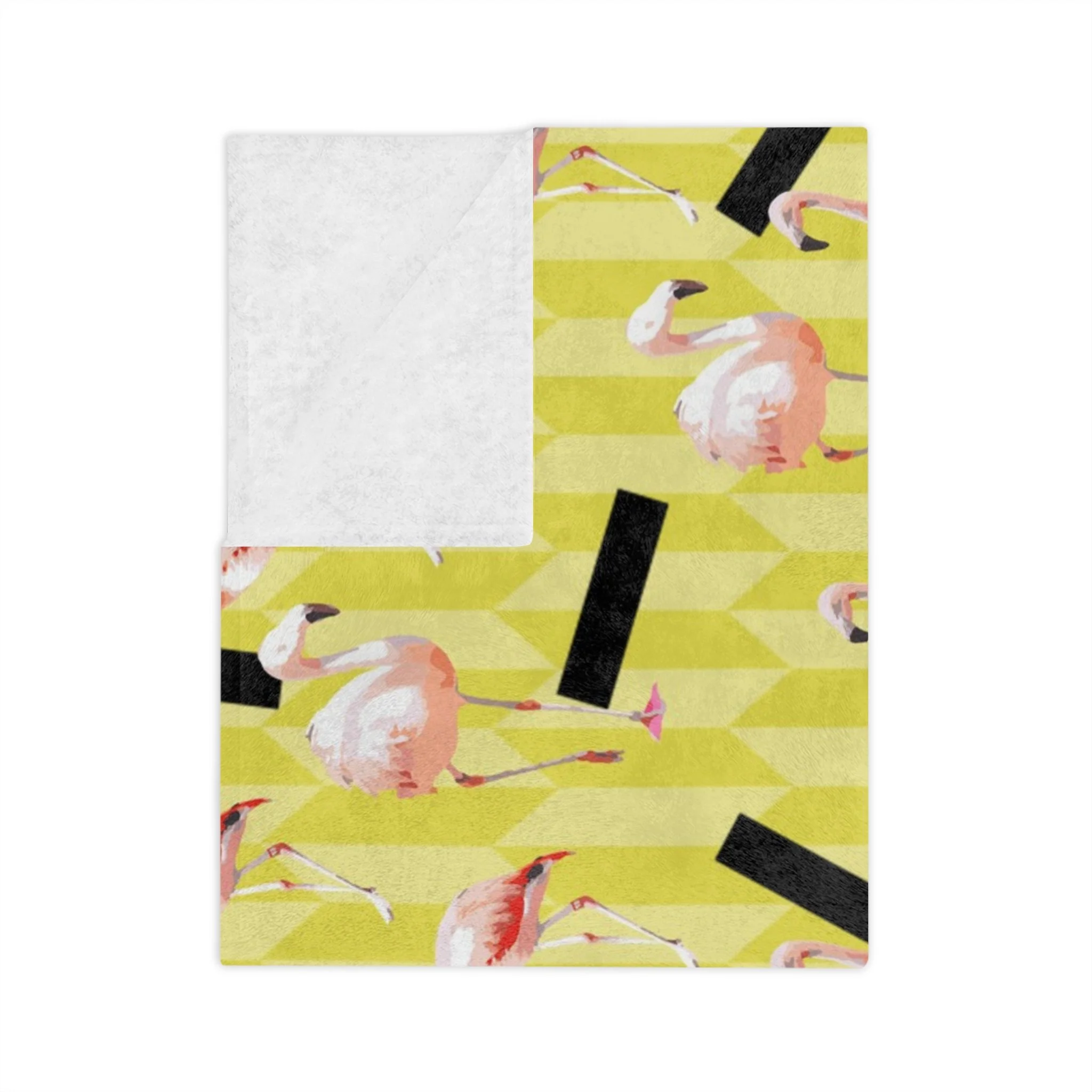 Lemon Flamingos - Fleece Blanket Folded.png