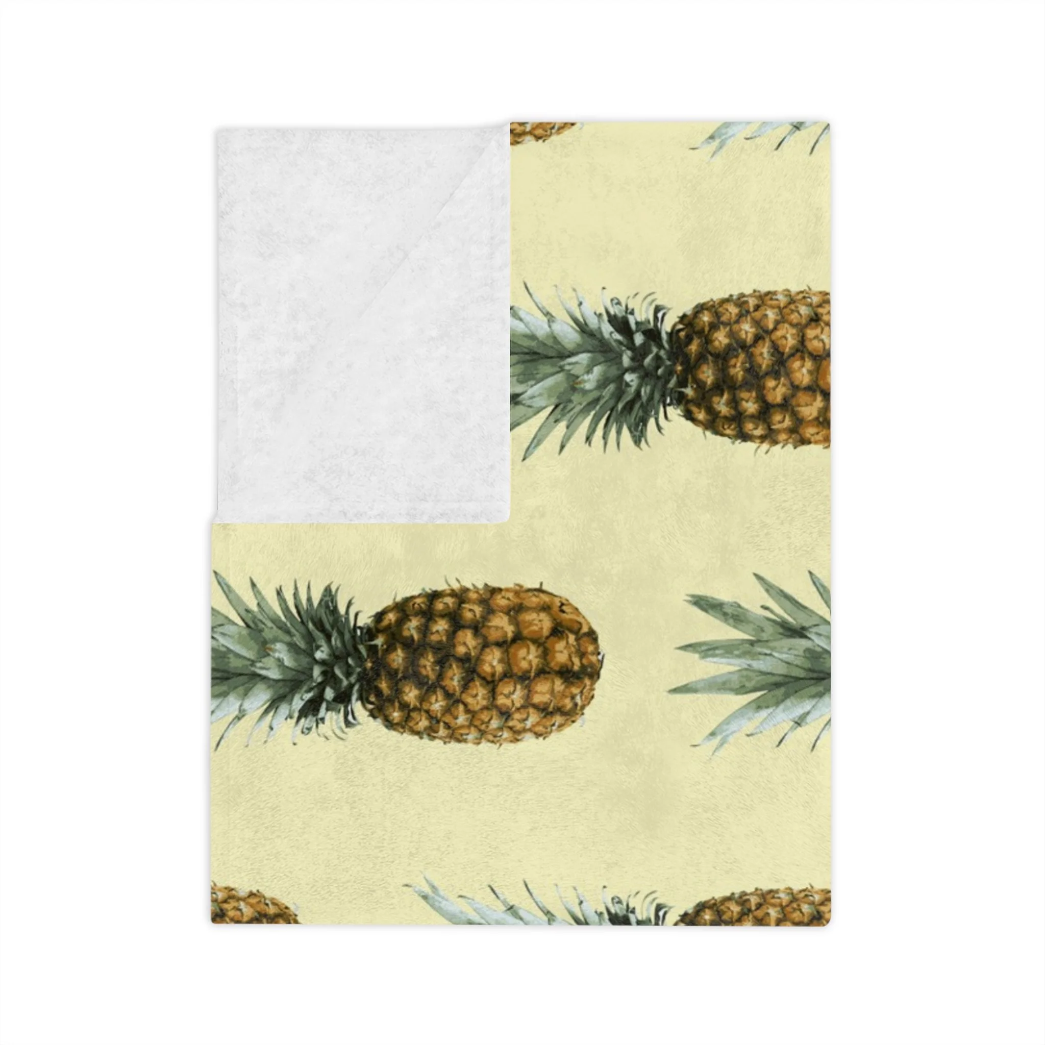 Pineapples (on Cream Yellow) - Fleece Blanket - Folded.png