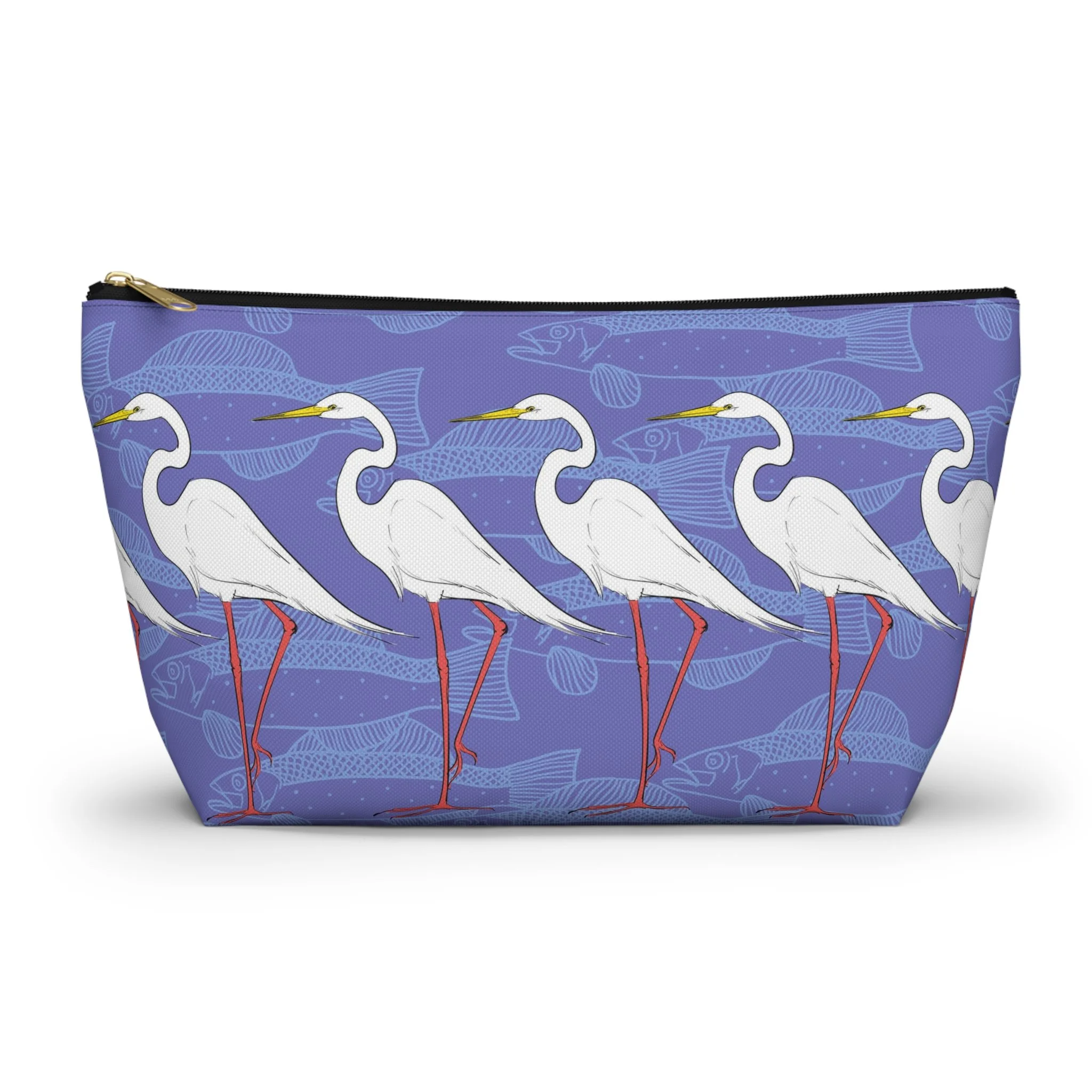 Egrets and Fish by Elisabeth Maurland - T-Bottom Carry-All Pouch Large Front.png