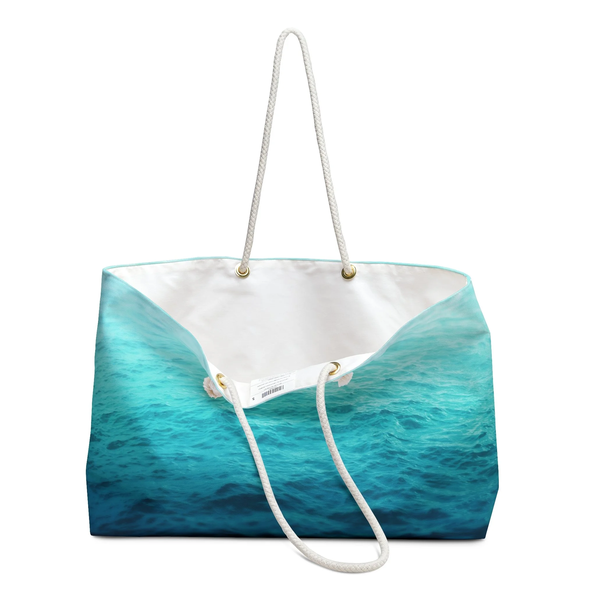 Turquoise Waters - Weekender Rope Handle Bag Open.png
