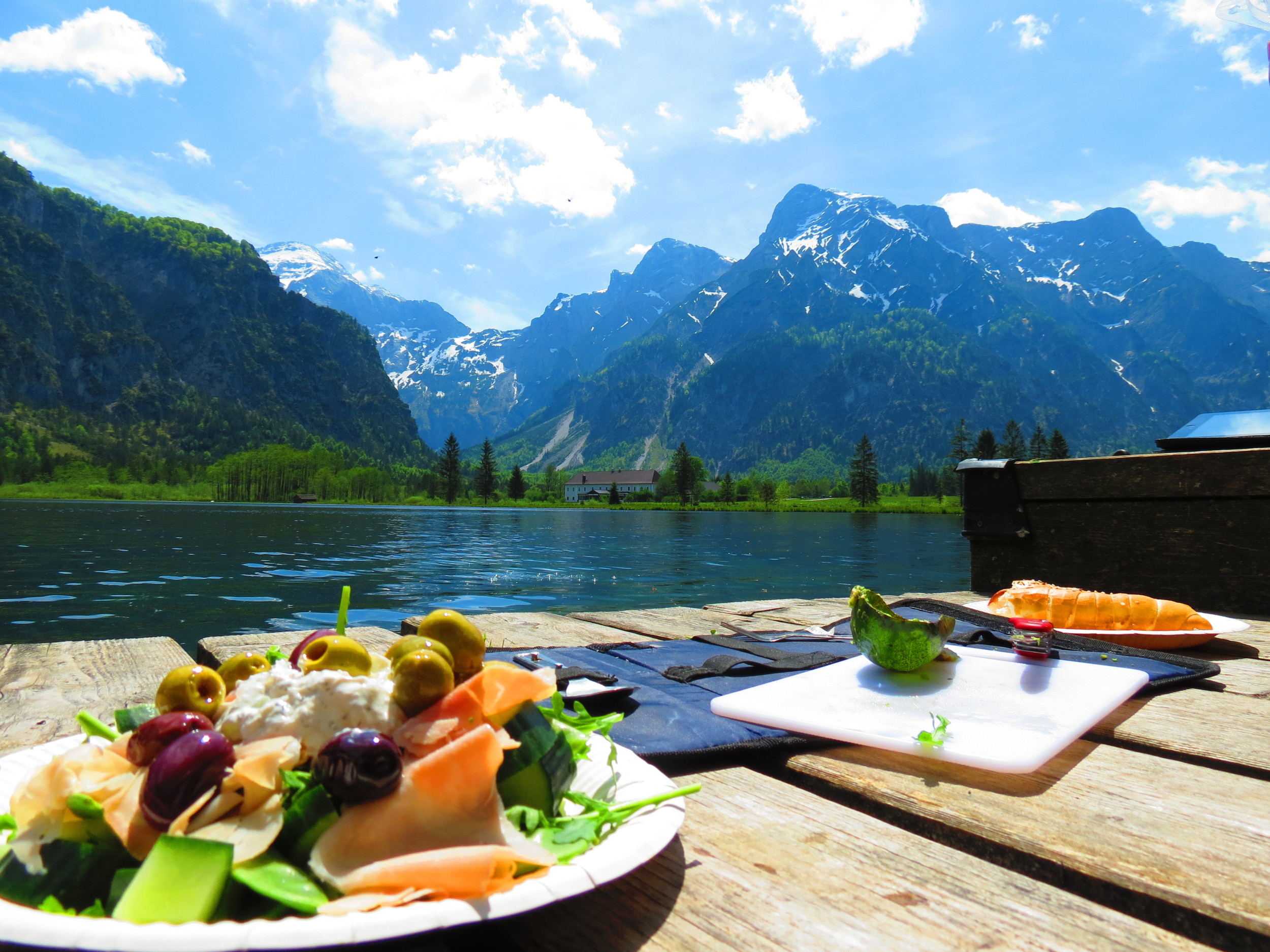 Picnic by Almsee near Grunau in the Austrian Alps