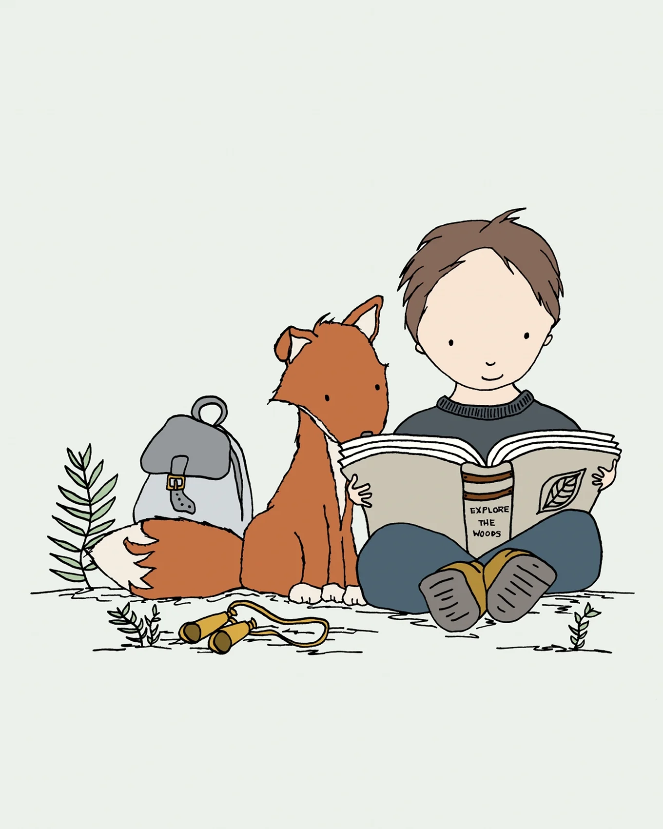 Woodland Nursery Art - Boy and Fox Read A Book - by Sweet Melody Designs