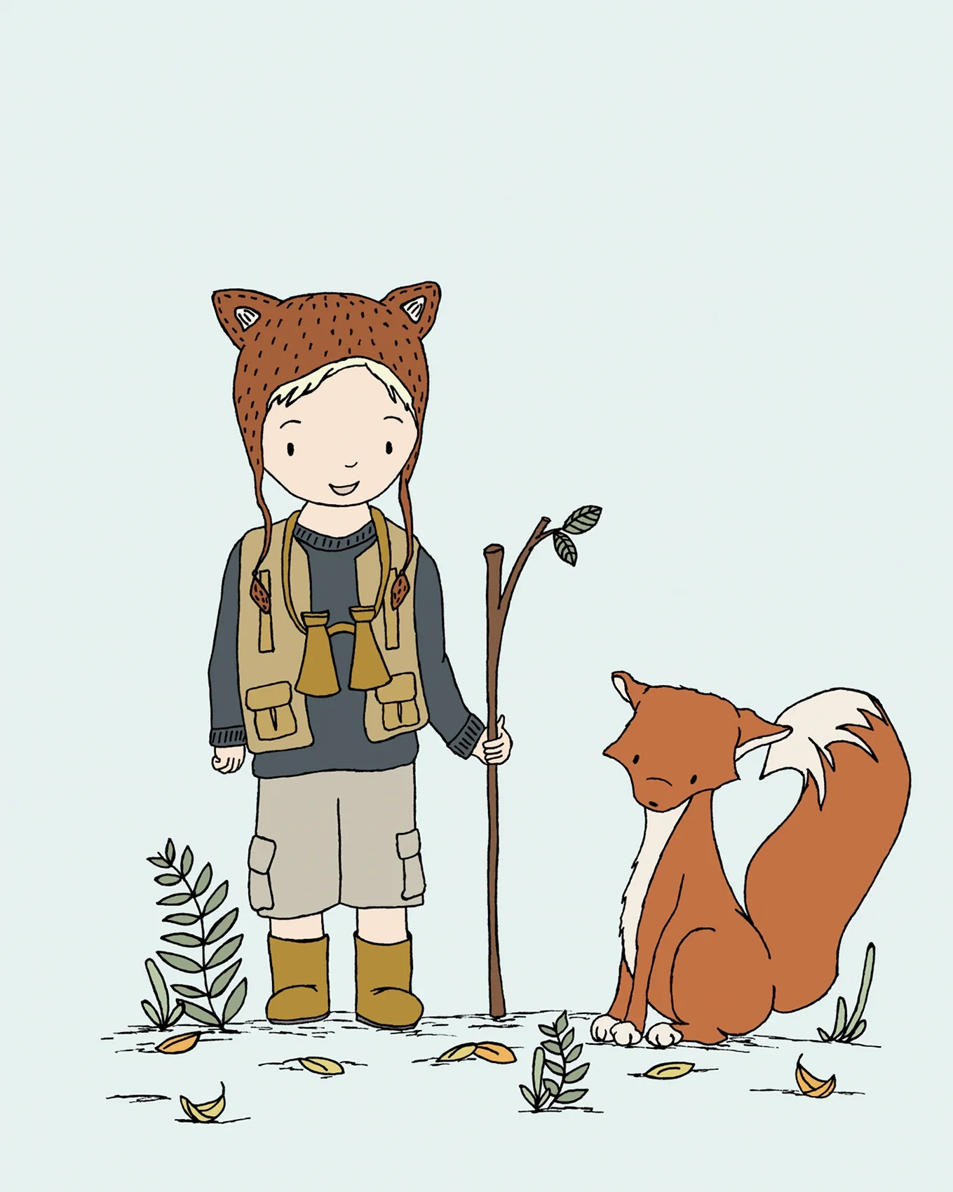 Woodland Nursery Art - Boy and Fox Adventure Pals - by Sweet Melody Designs